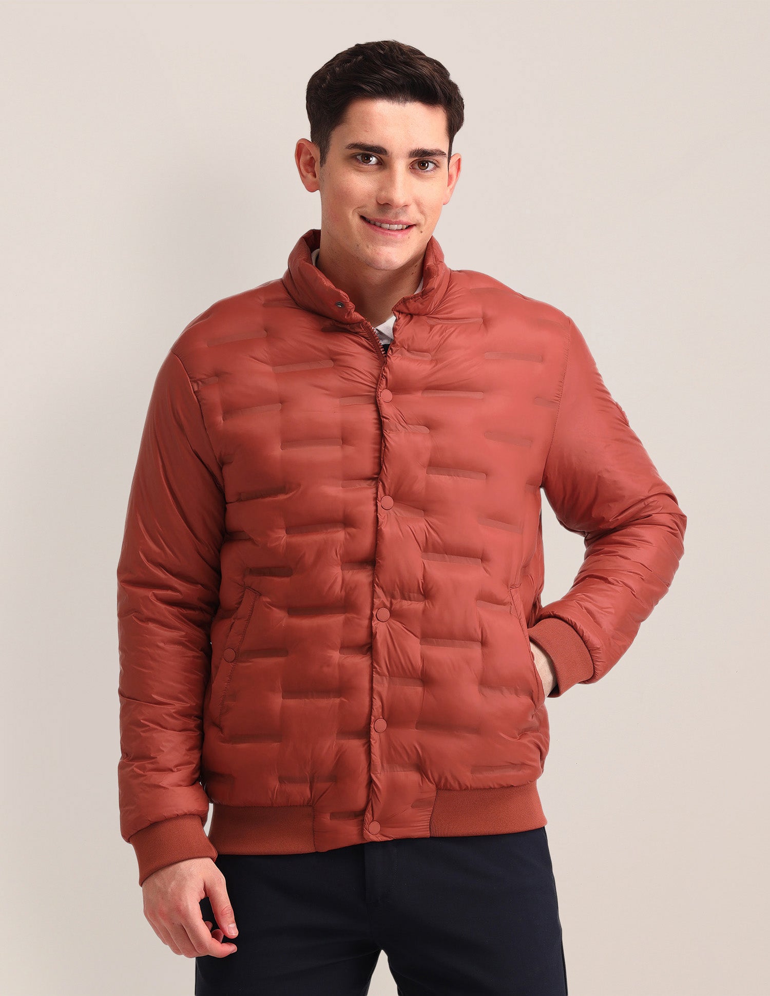 Solid Regular Fit Puffer Jacket Rust - U.S. POLO ASSN. | Large