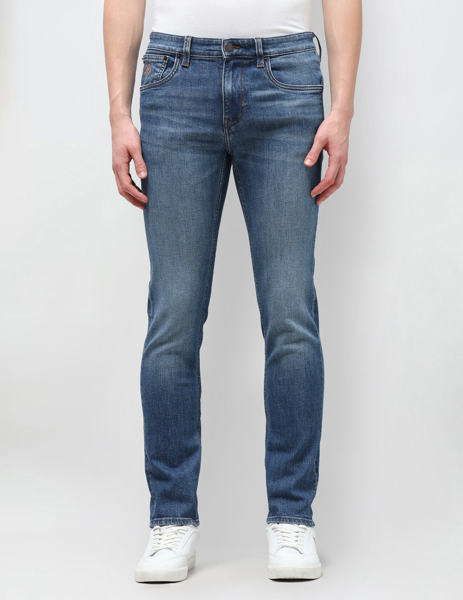 Regallo Skinny Fit Blue Jeans Mid Blue - U.S. Polo Assn. India | Large