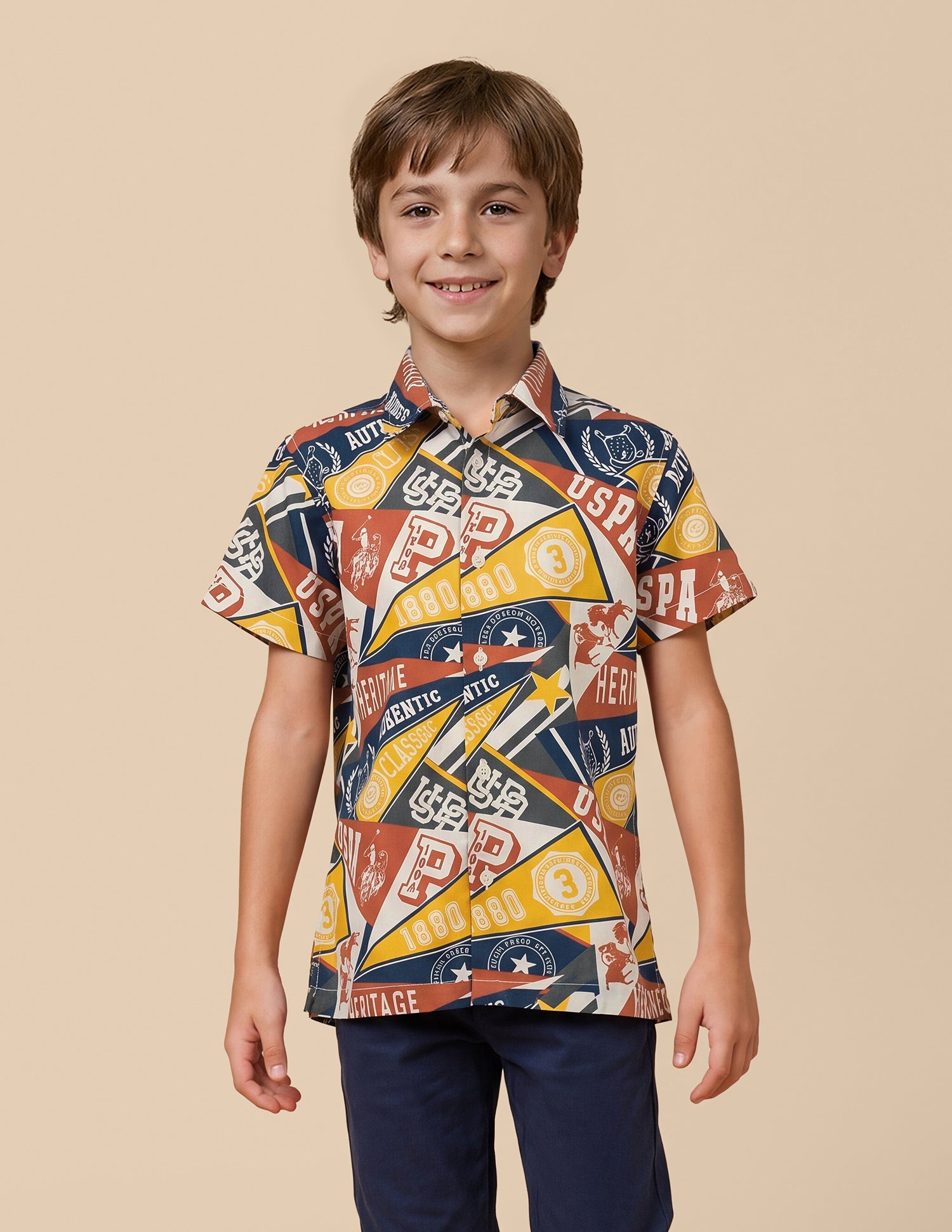 Graphic Brand Printed Twill Shirt Brown - U.S. Polo Assn. India | Large