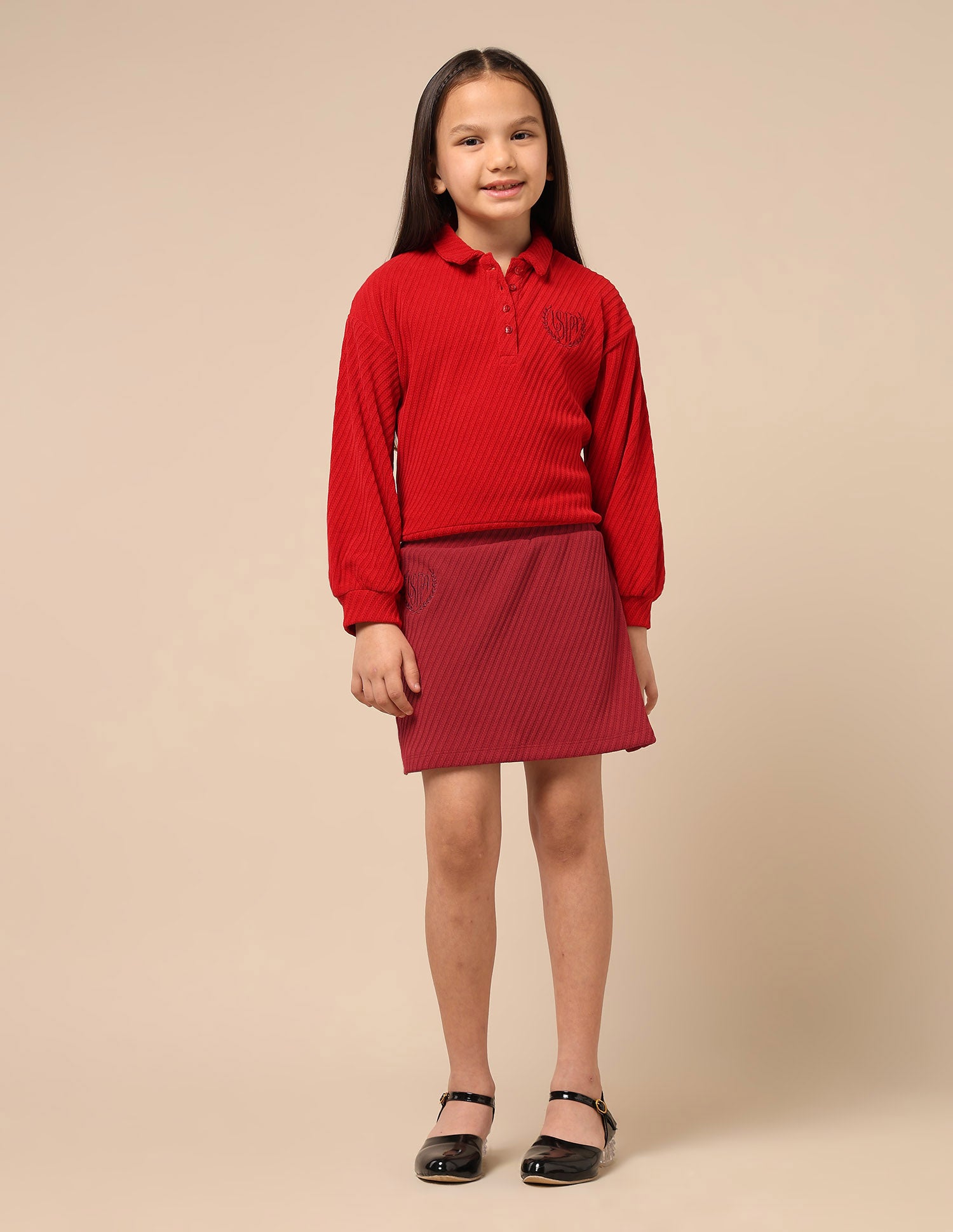 Girls Textured Straight Skirt Red - U.S. POLO ASSN. | Large