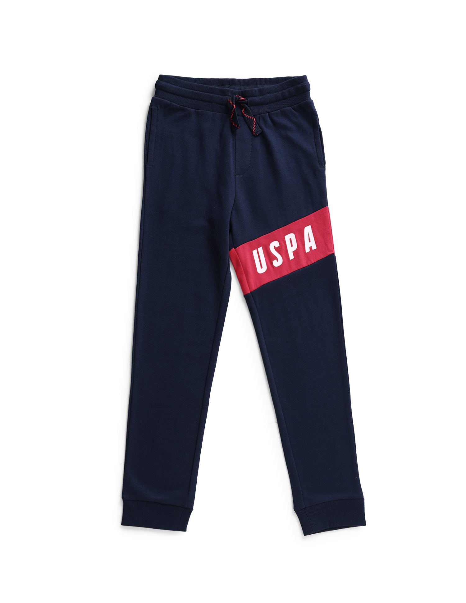 Boys Blue Mid Rise Solid Track Pants Navy Blue - U.S. POLO ASSN. | Large