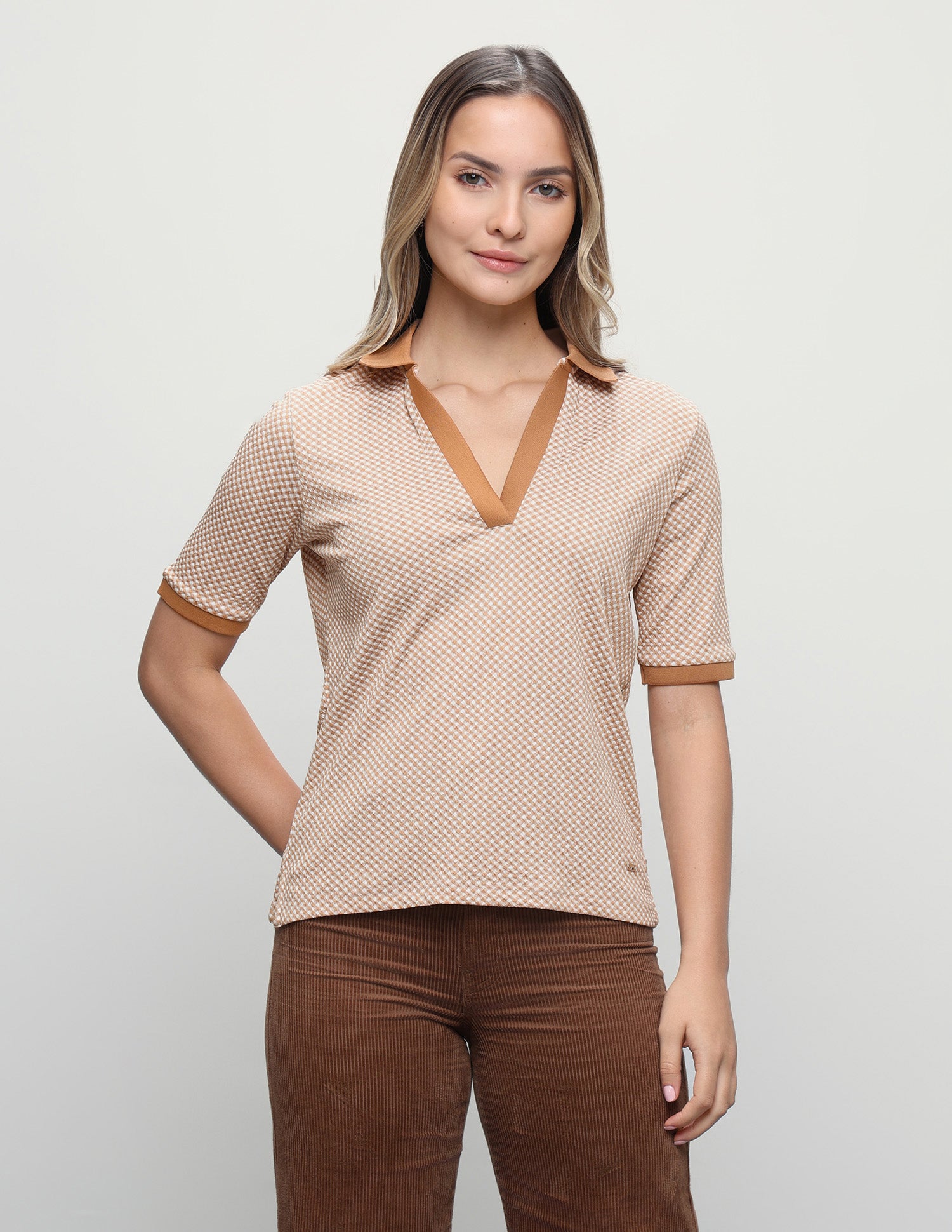 Geometric Printed Regular Fit Polo Shirt Beige - U.S. Polo Assn. India | Large