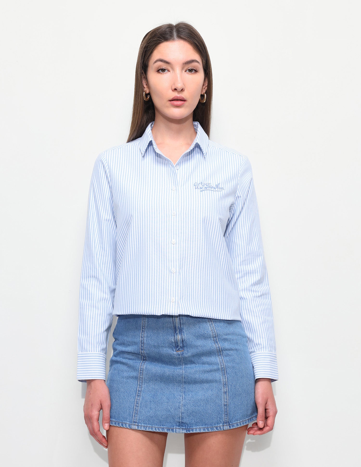 Vertical Striped Regular Fit Shirt Light Blue - U.S. Polo Assn. India | Large