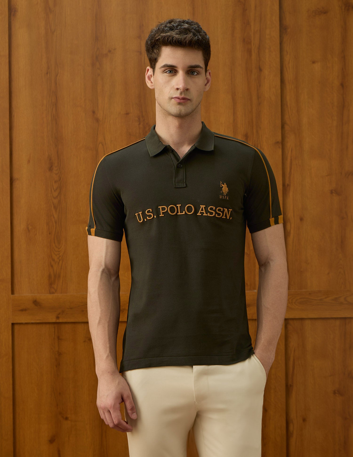 Brand Embroidered Equestrian Aisle Theater Polo Shirt Olive - U.S. POLO ASSN. | Large