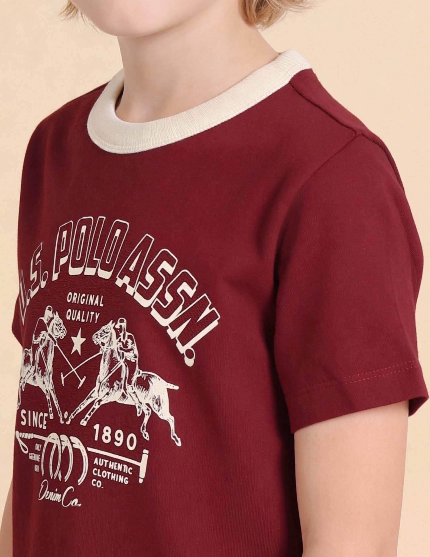 Graphic Brand Printed Regular Fit T-Shirt Dark Red - U.S. Polo Assn. India | Large