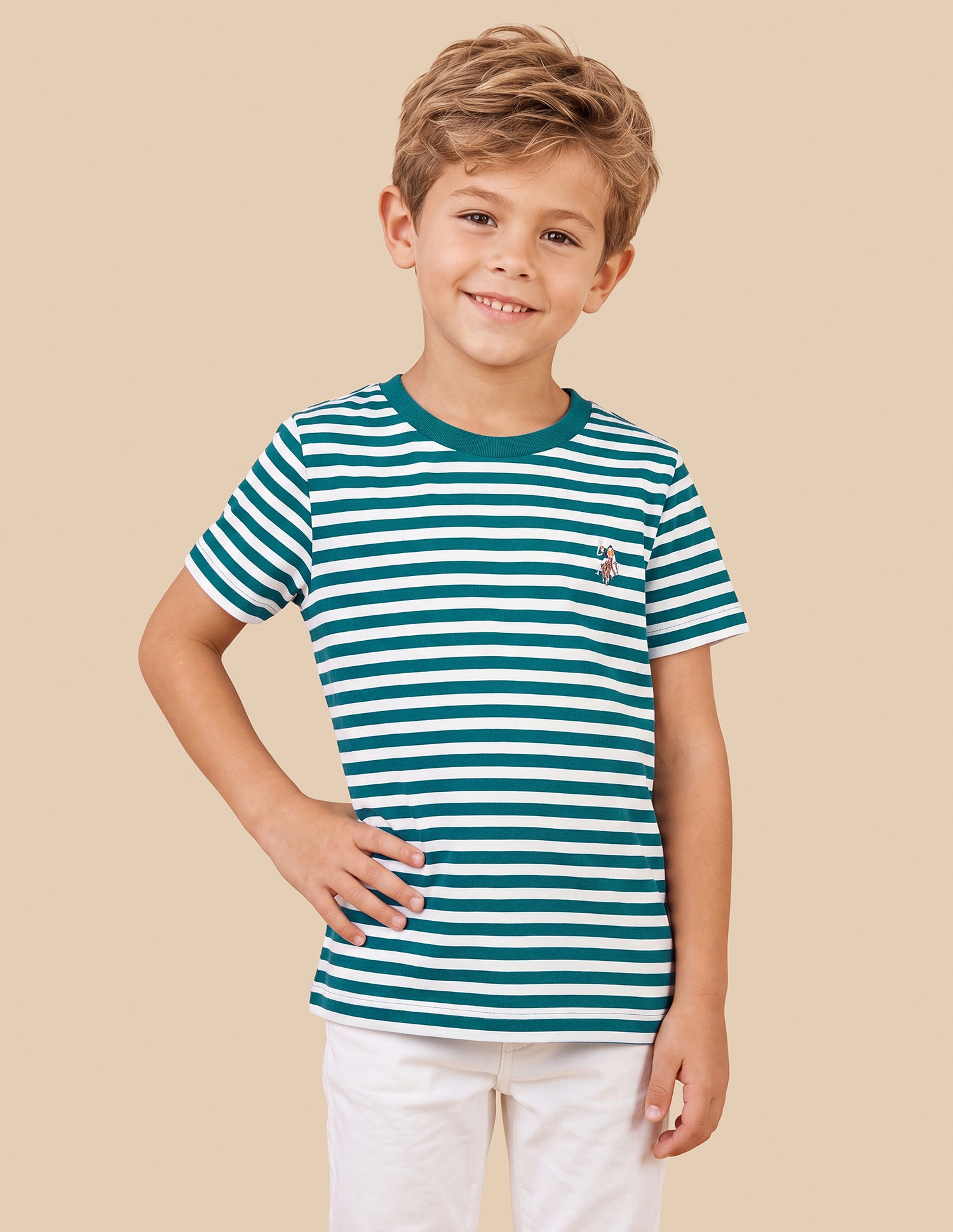 Horizontal Striped Regular Fit T-Shirt Green - U.S. Polo Assn. India | Large