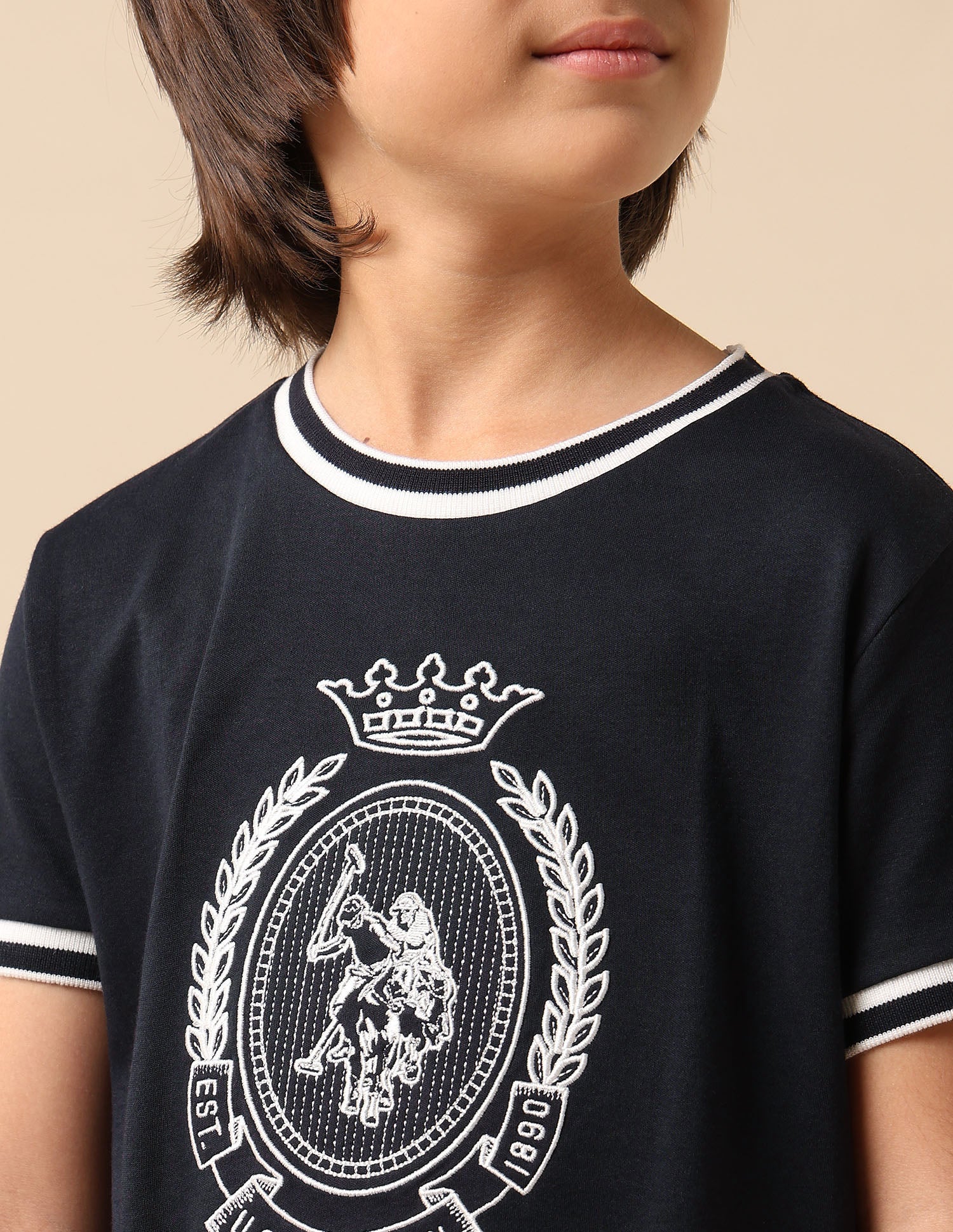 Boys Brand Embroidered Pure Cotton T Shirt Navy - U.S. POLO ASSN. | Large