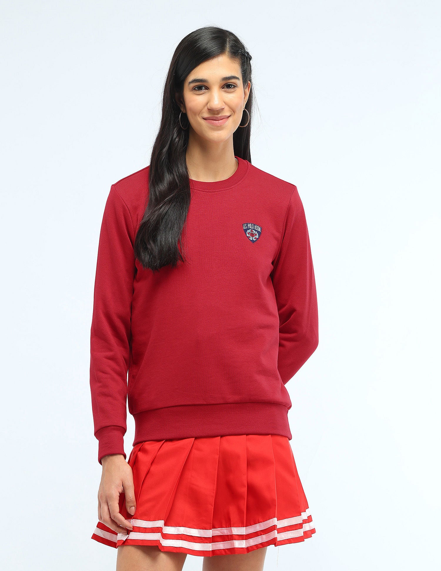 Solid Regular Fit Sweatshirt Red - U.S. Polo Assn. India | Large