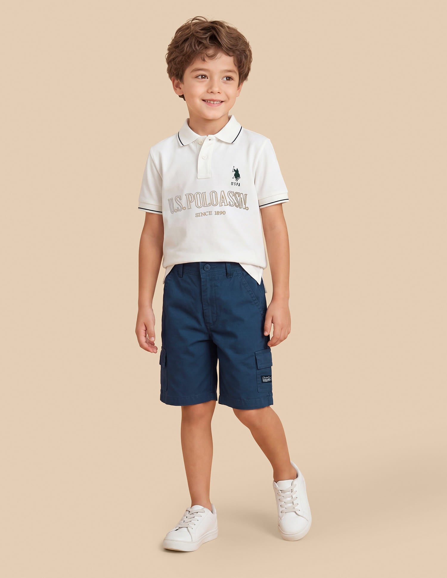 Solid Relaxed Fit Cargo Shorts Blue - U.S. Polo Assn. India | Large