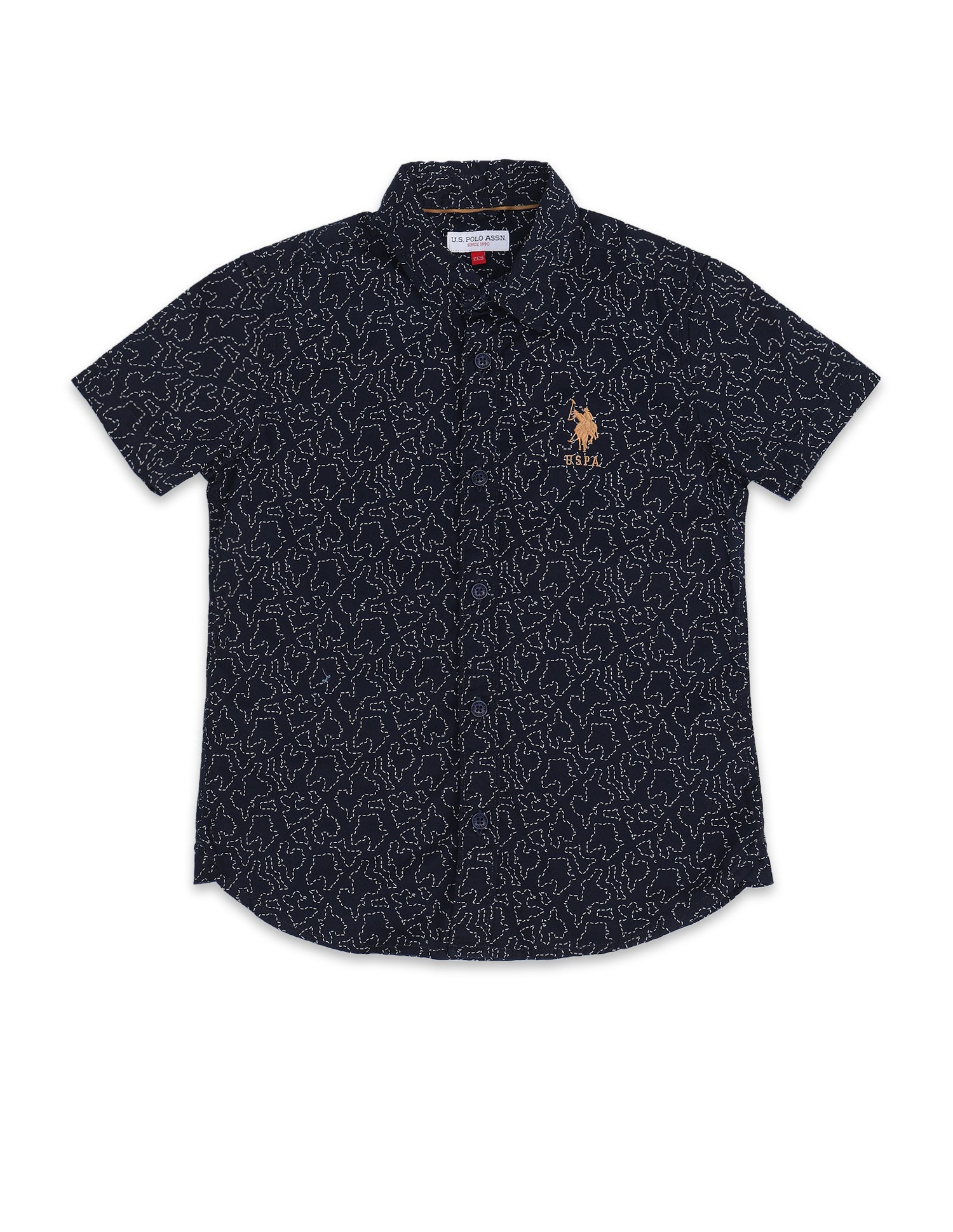 Boys Regular Fit Abstract Printed Shirt Navy - U.S. Polo Assn. India | Large