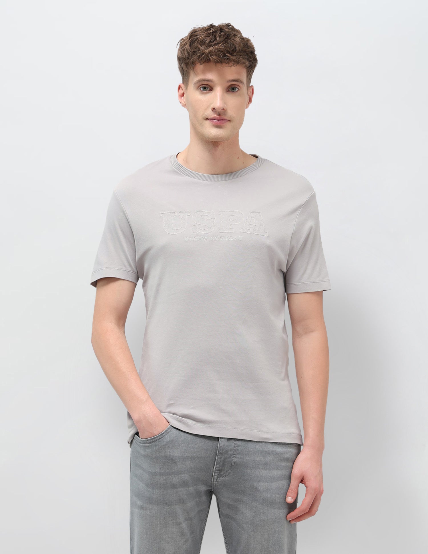 Monochrome Brand Embroidered T-Shirt Light Grey - U.S. POLO ASSN. | Large