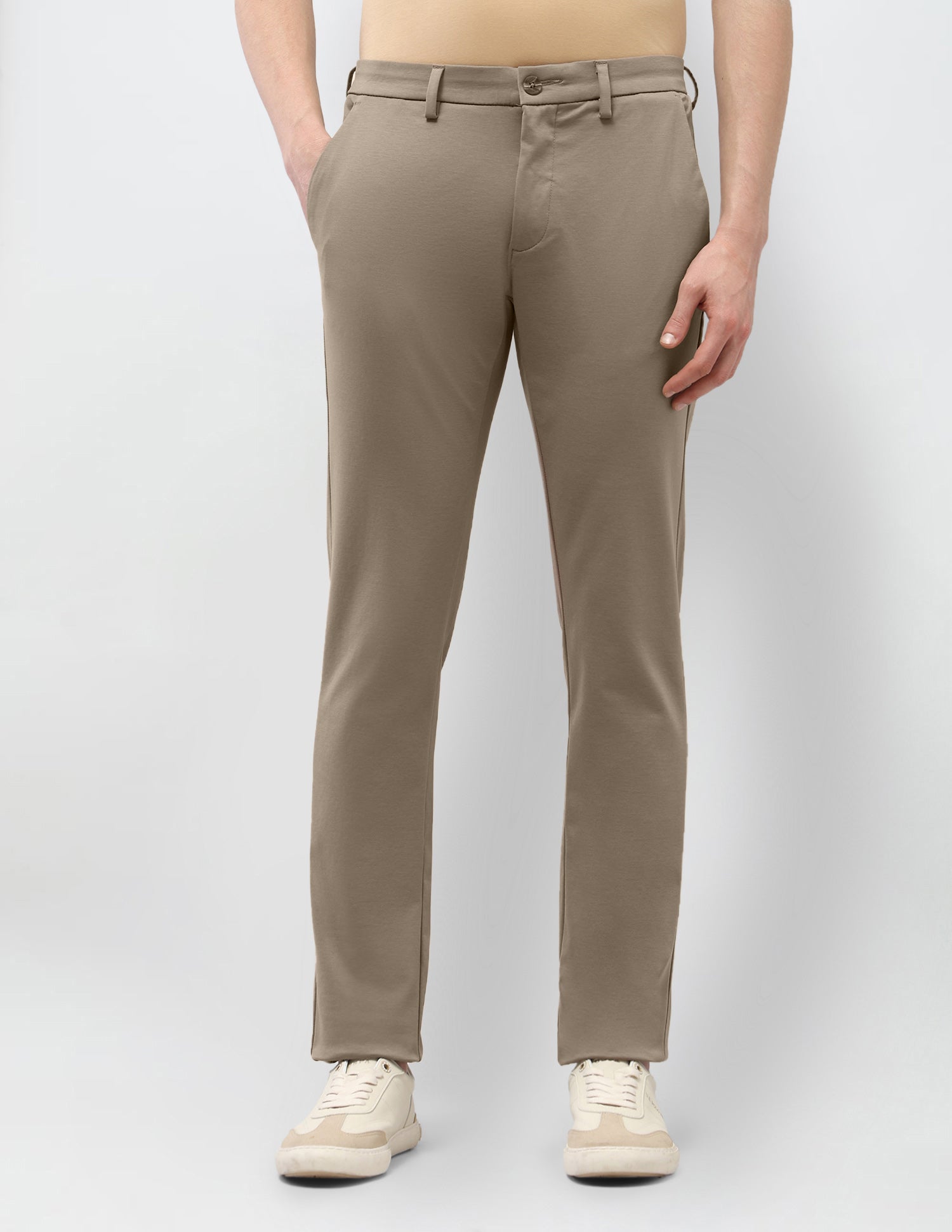 Solid Austin Slim Fit Trousers Khaki - U.S. Polo Assn. India | Large