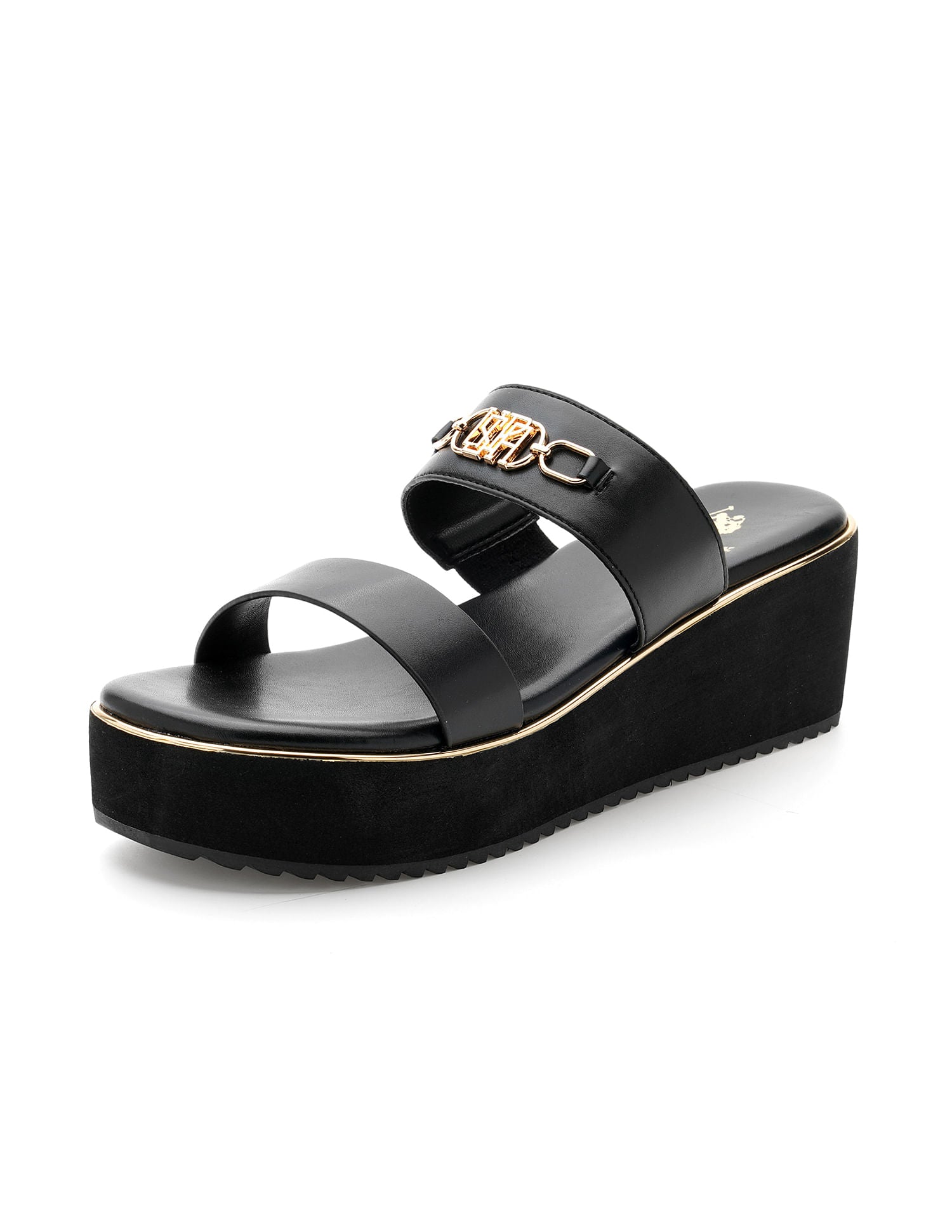 Women Open Toe Elettra Wedge Sandals Black - U.S. POLO ASSN. | Large