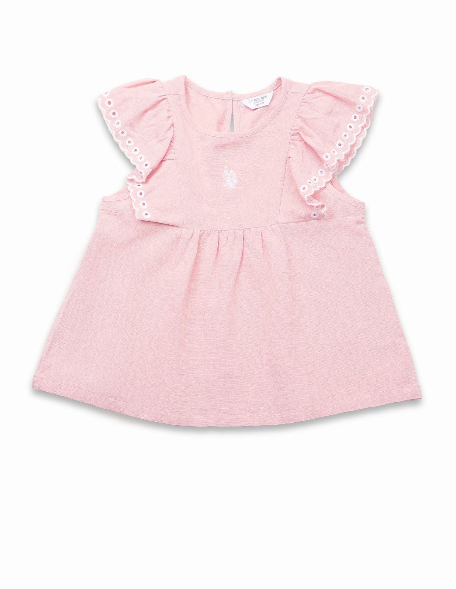 Girls Solid Embroidered Frill Top Light Pink - U.S. POLO ASSN. | Large
