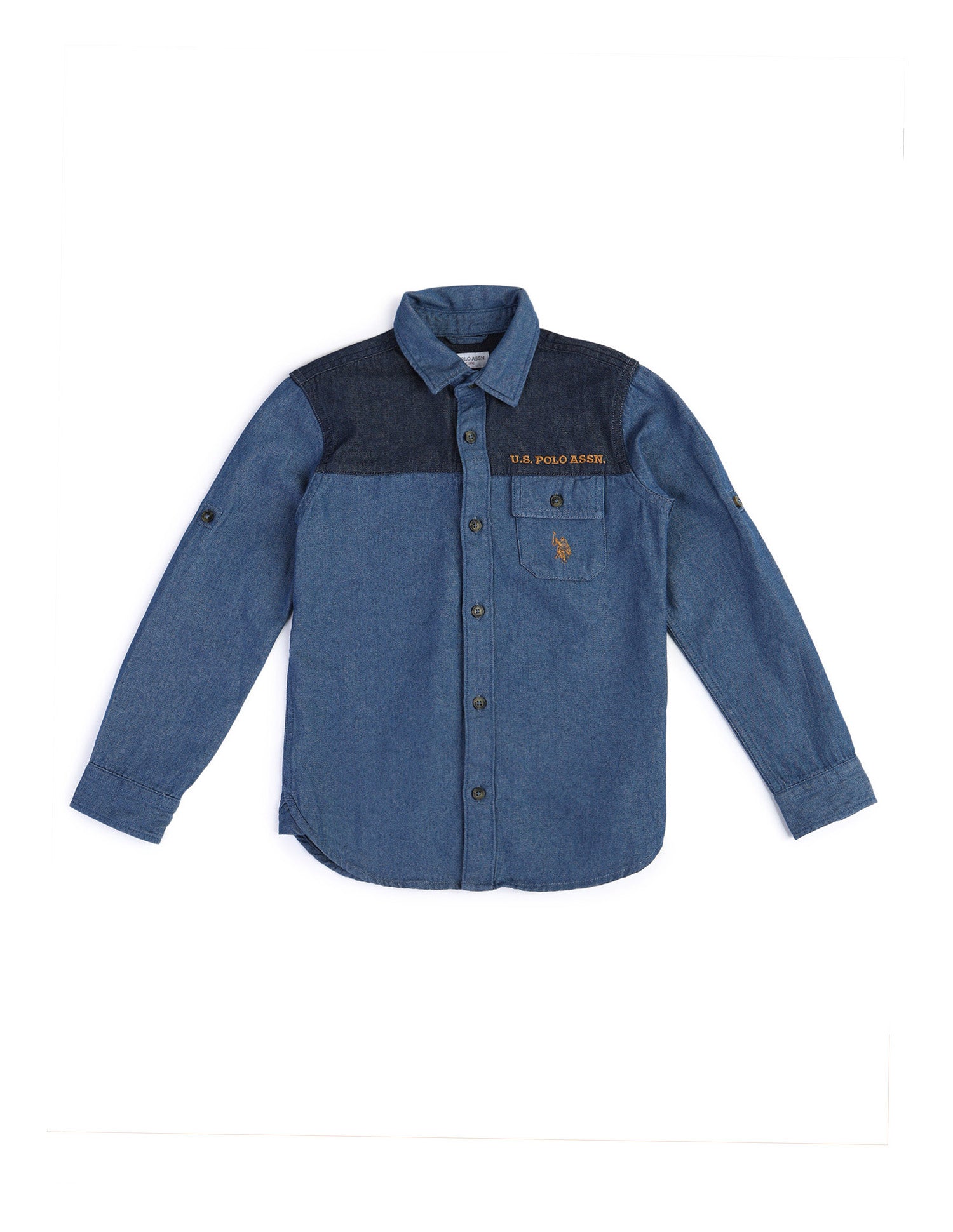 Boys Regular Fit Colour Blocked Shirt Blue - U.S. Polo Assn. India | Large