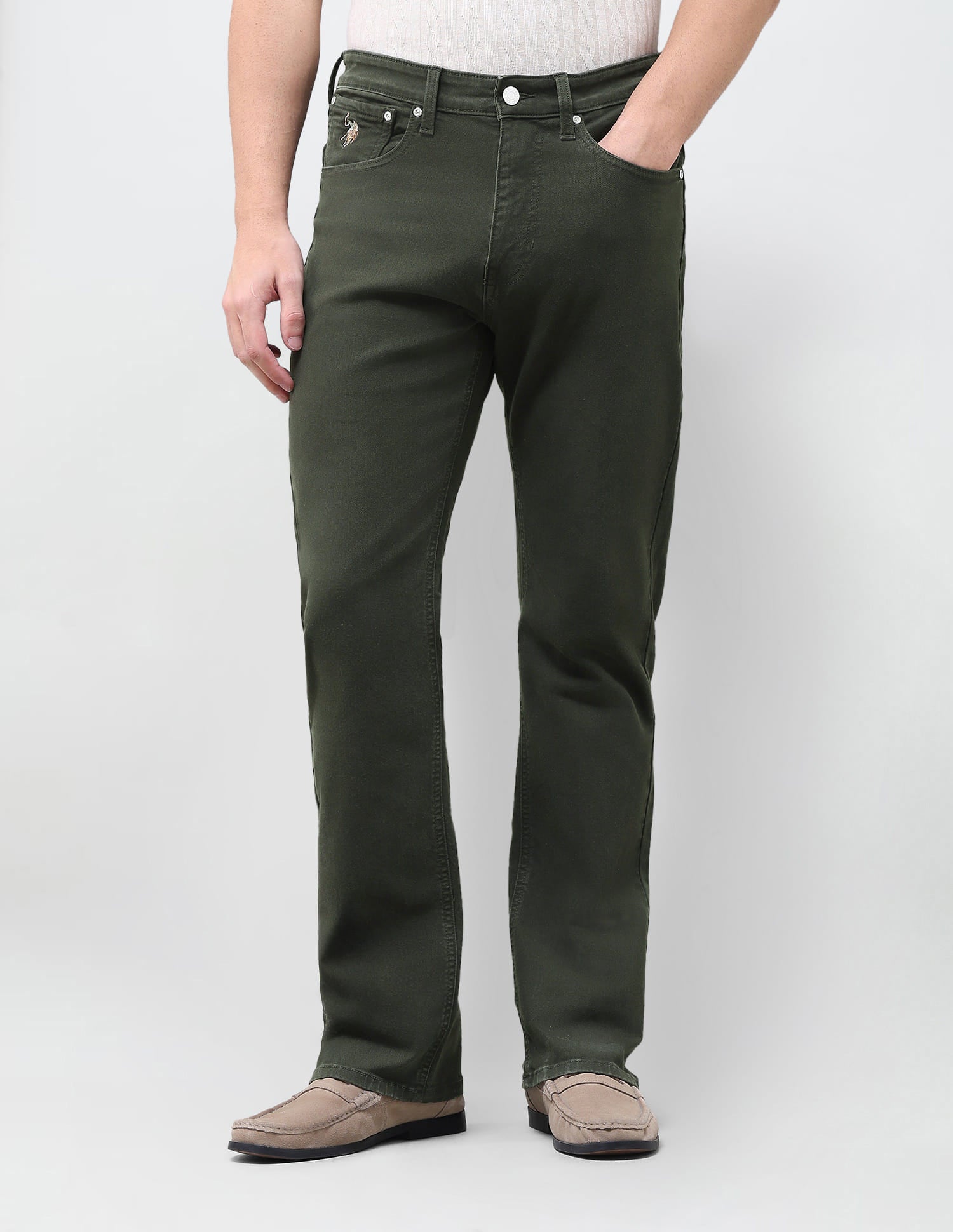 Solid Bootcut Fit Jeans Green - U.S. Polo Assn. India | Large