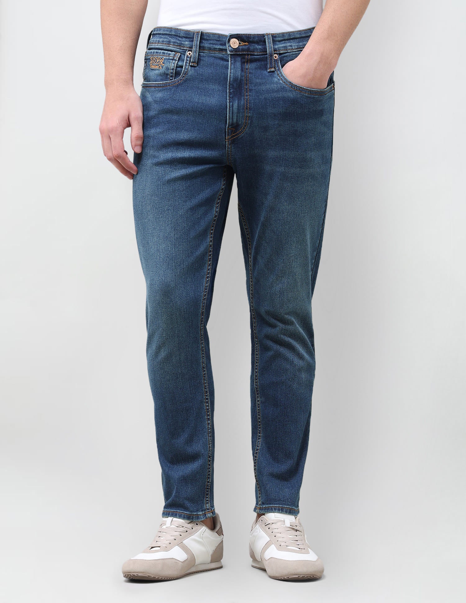 Solid Slim Tapered Fit Jeans Blue - U.S. Polo Assn. India | Large