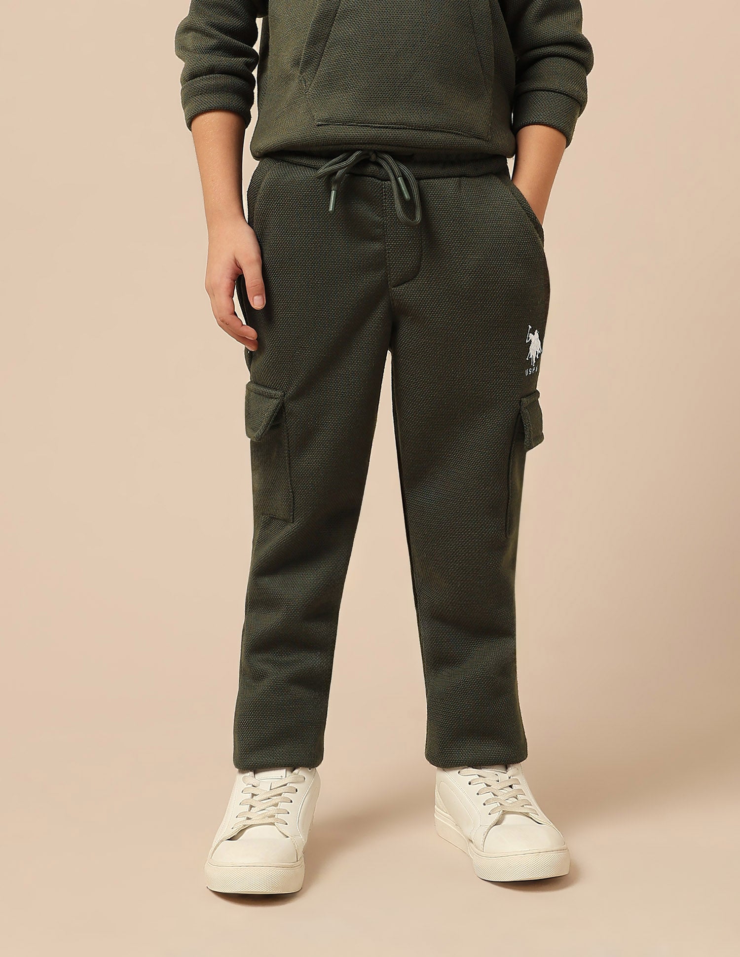 Boys Textured Regular Fit Track Pants Olive - U.S. POLO ASSN. | Large