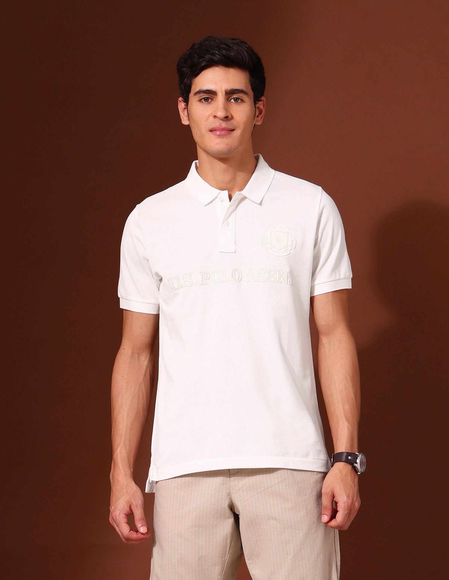 Brand Embroidered Classic Polo Shirt Off White - U.S. POLO ASSN. | Large