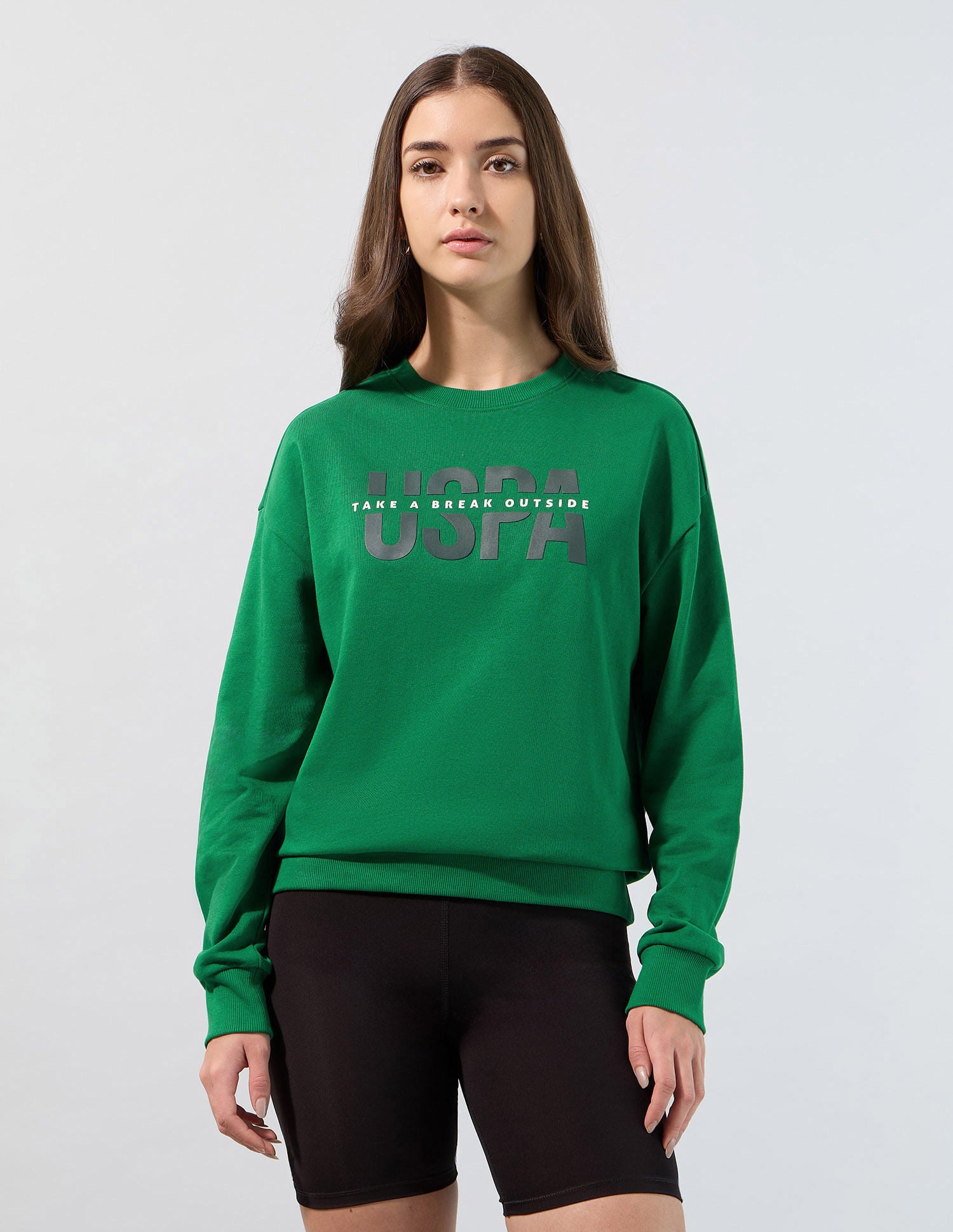 Relaxed Fit Brand Printed Sweatshirt Bright Green - U.S. POLO ASSN. | Large