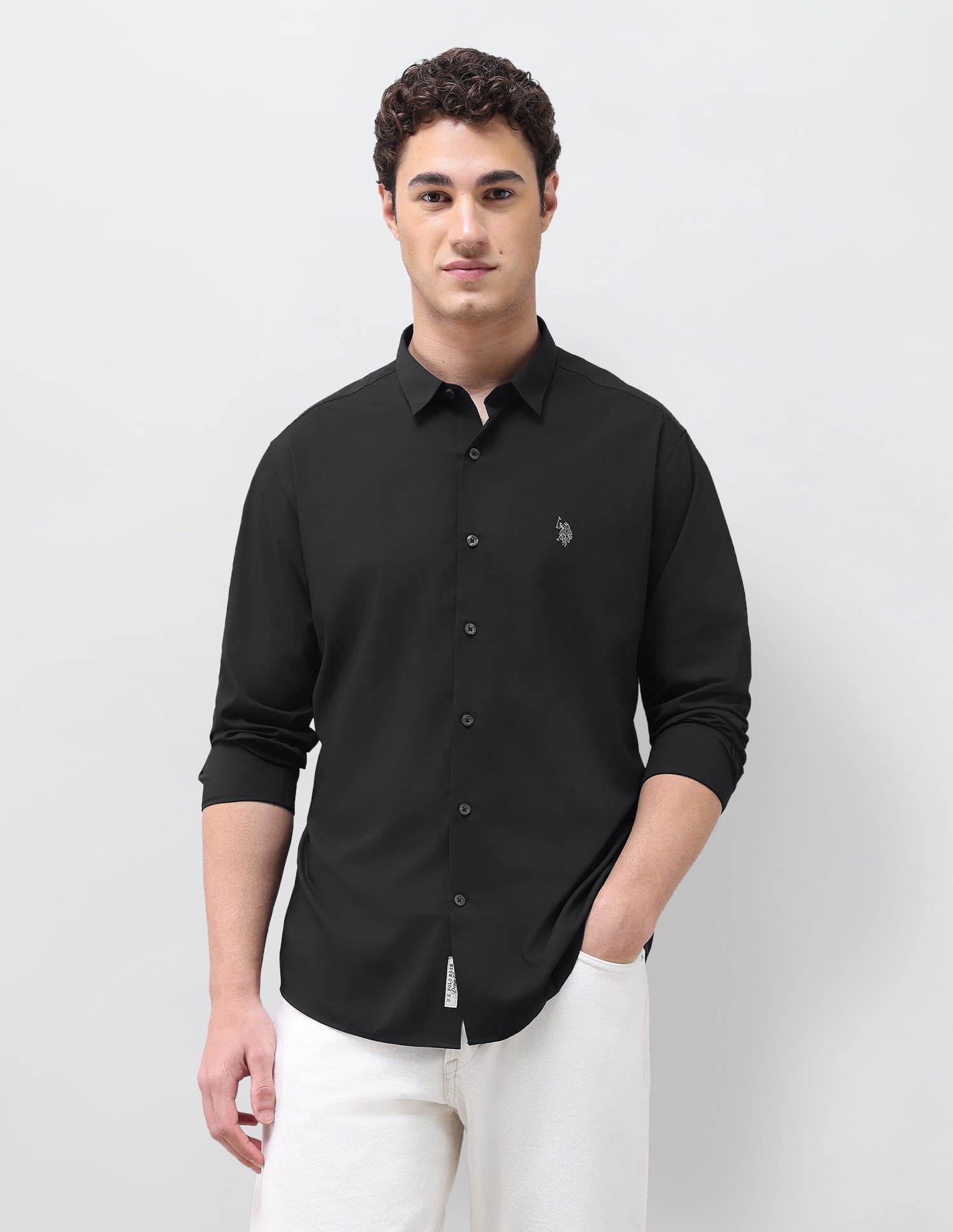 Solid Regular Fit Shirt Blue - U.S. Polo Assn. India | Large