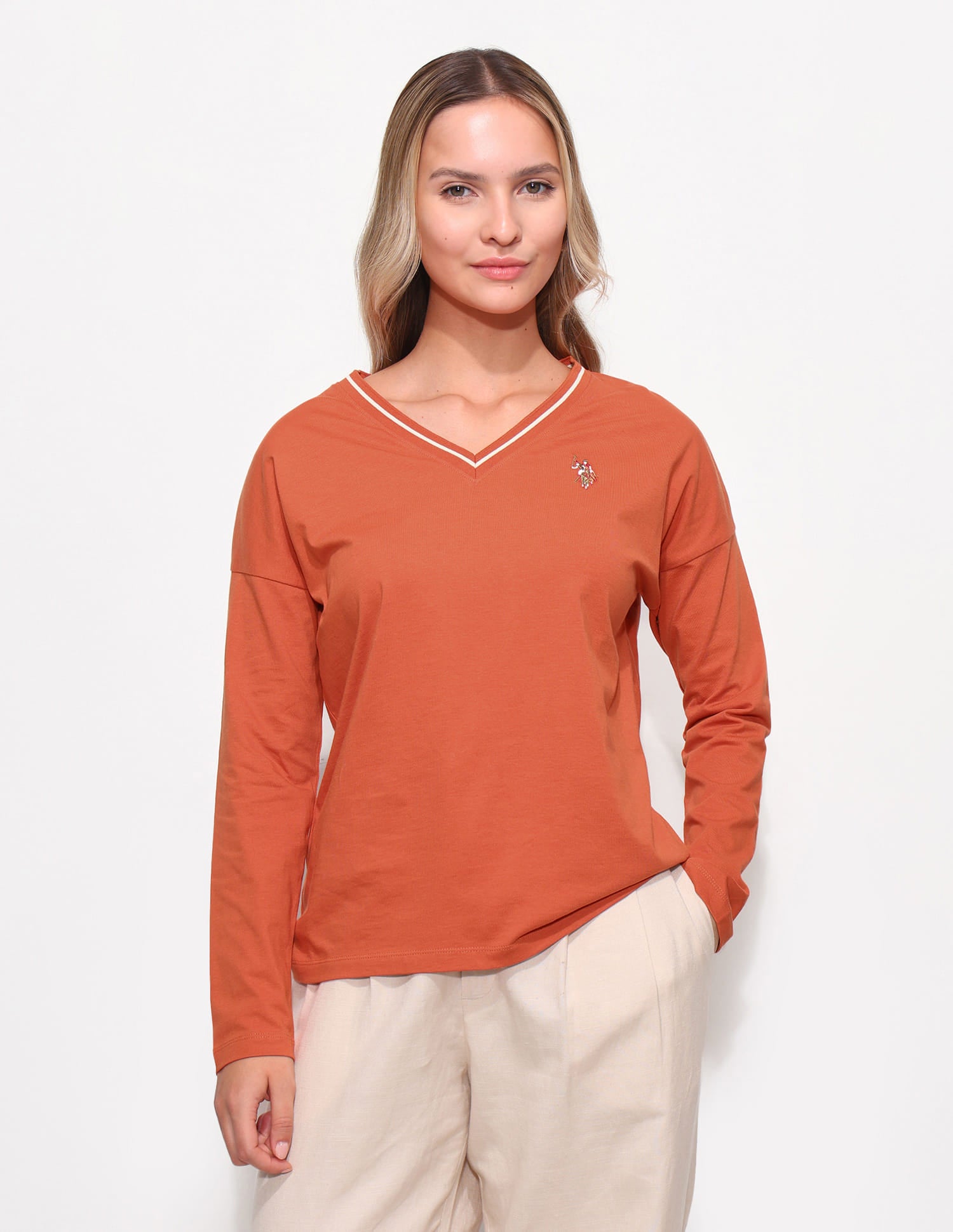 Relaxed Fit Drop Shoulder T-Shirt Orange - U.S. Polo Assn. India | Large