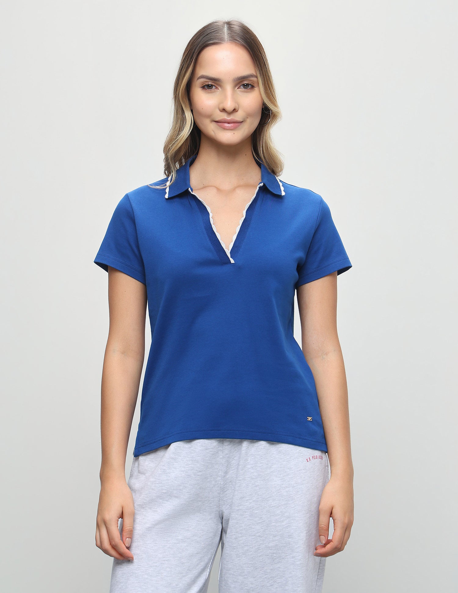 Solid Regular Fit Polo Shirt Bright Blue - U.S. Polo Assn. India | Large