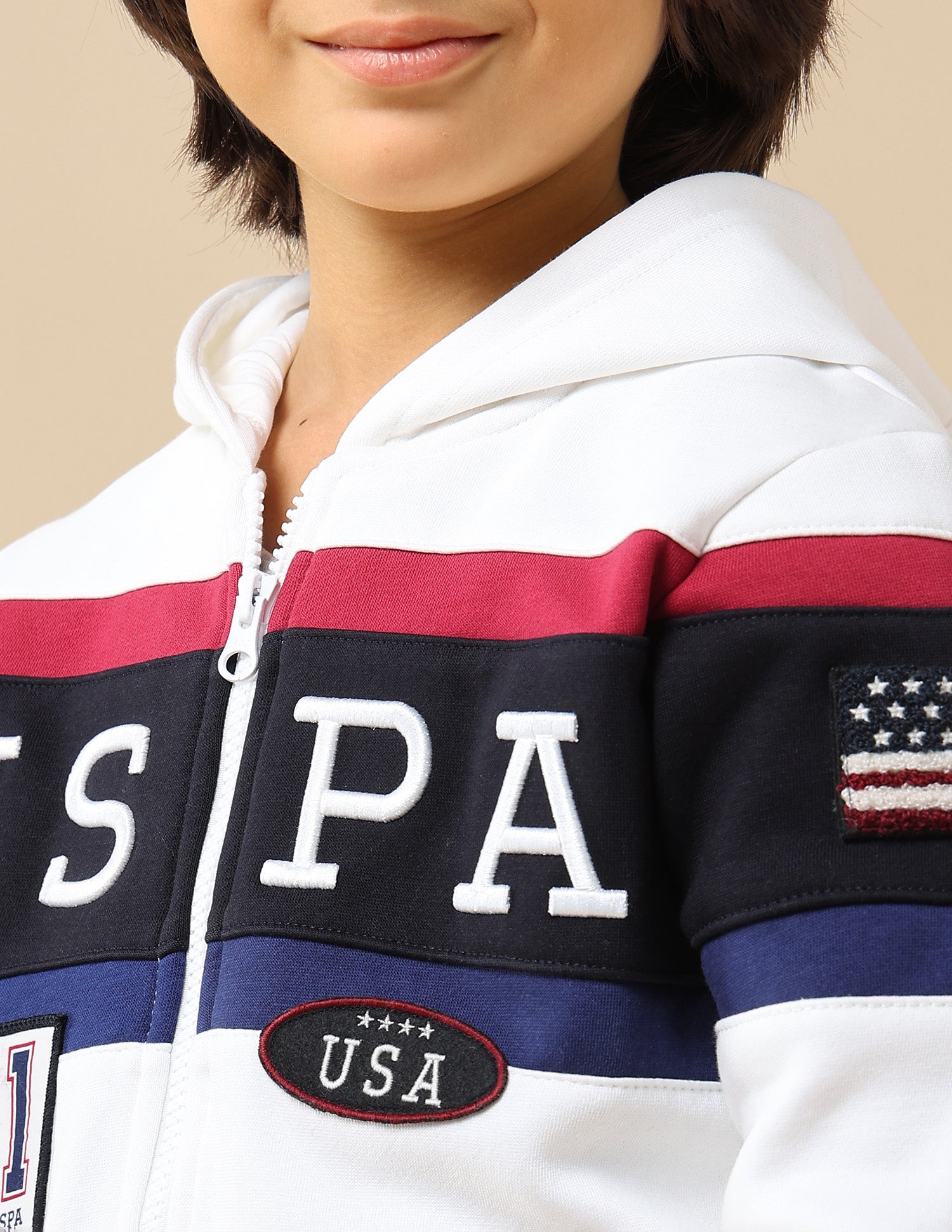 Boys Brand Appliqued Regular Fit Sweatshirt White - U.S. POLO ASSN. | Large