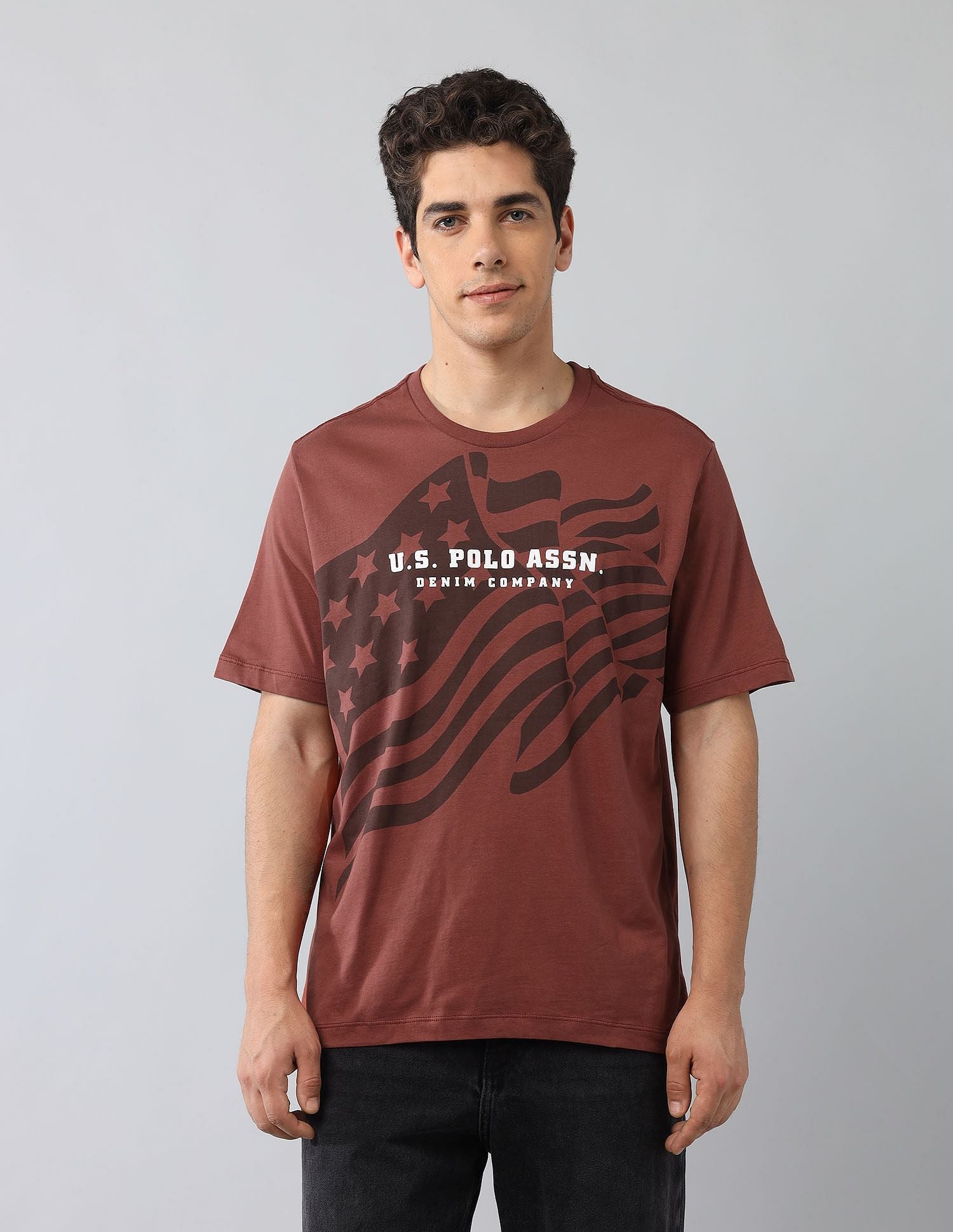 Muscle Fit Heritage Graphic Printed T-Shirt Rust - U.S. Polo Assn. India | Large