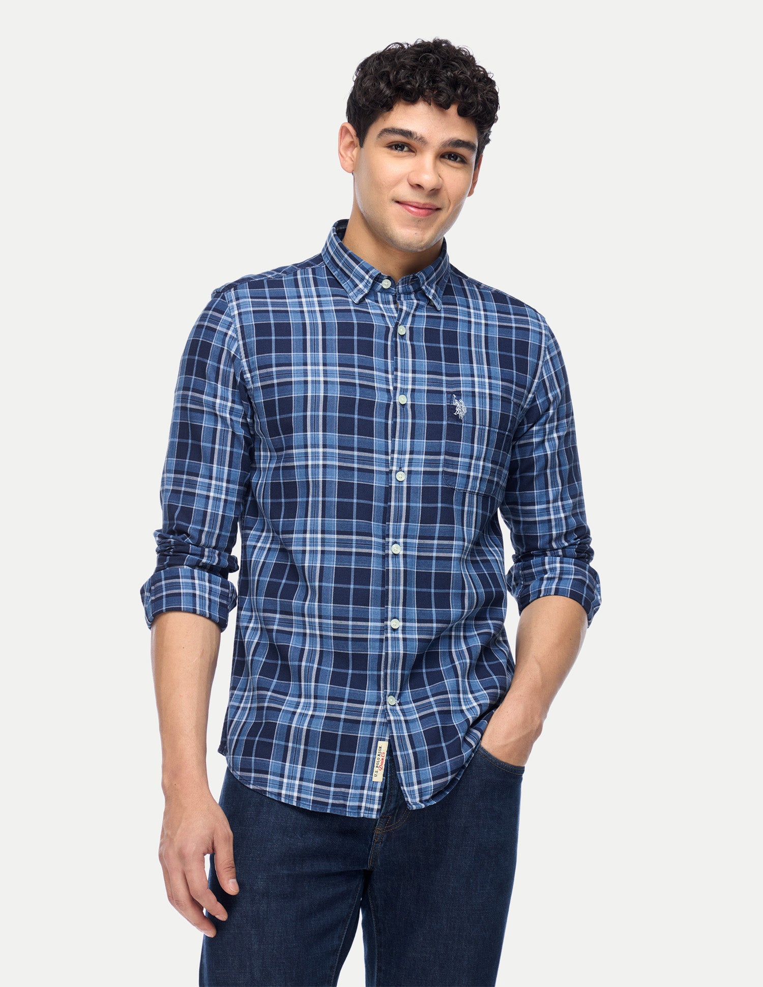 Tartan Checked Regular Fit Shirt Dark Indigo - U.S. Polo Assn. India | Large