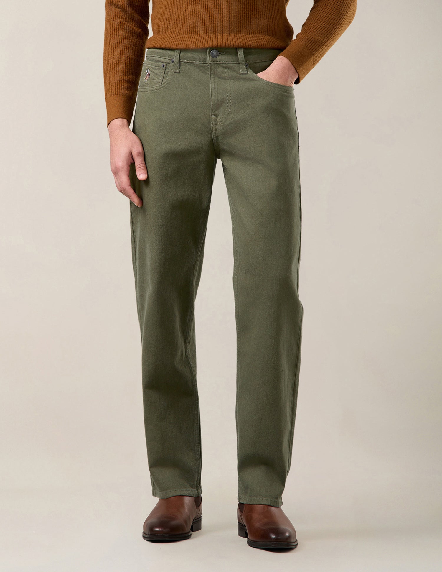 Shawn Relaxed Fit Green Jeans Olive - U.S. Polo Assn. India | Large