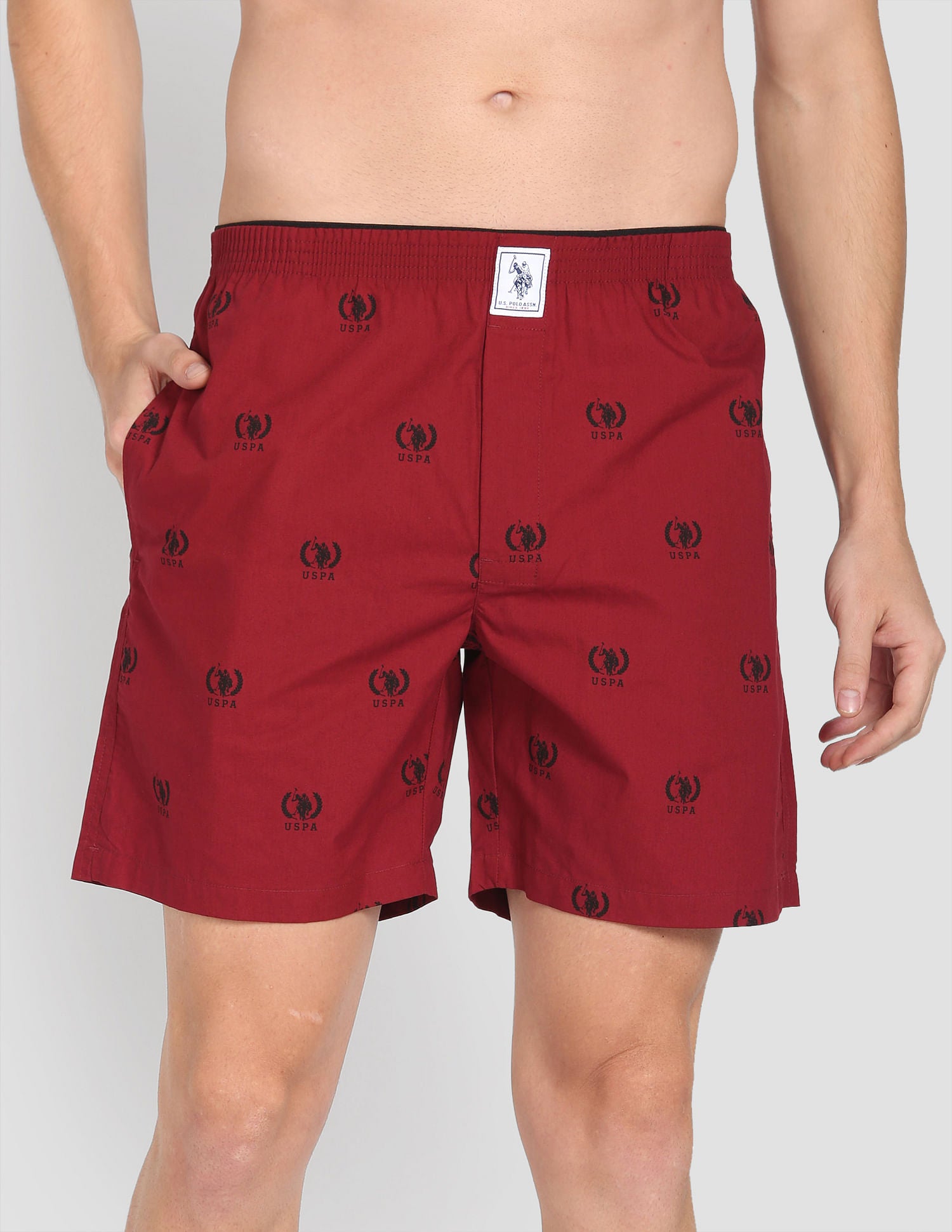 Pure Cotton Printed I600 Boxers - Pack Of 1 Maroon - U.S. POLO ASSN. | Large