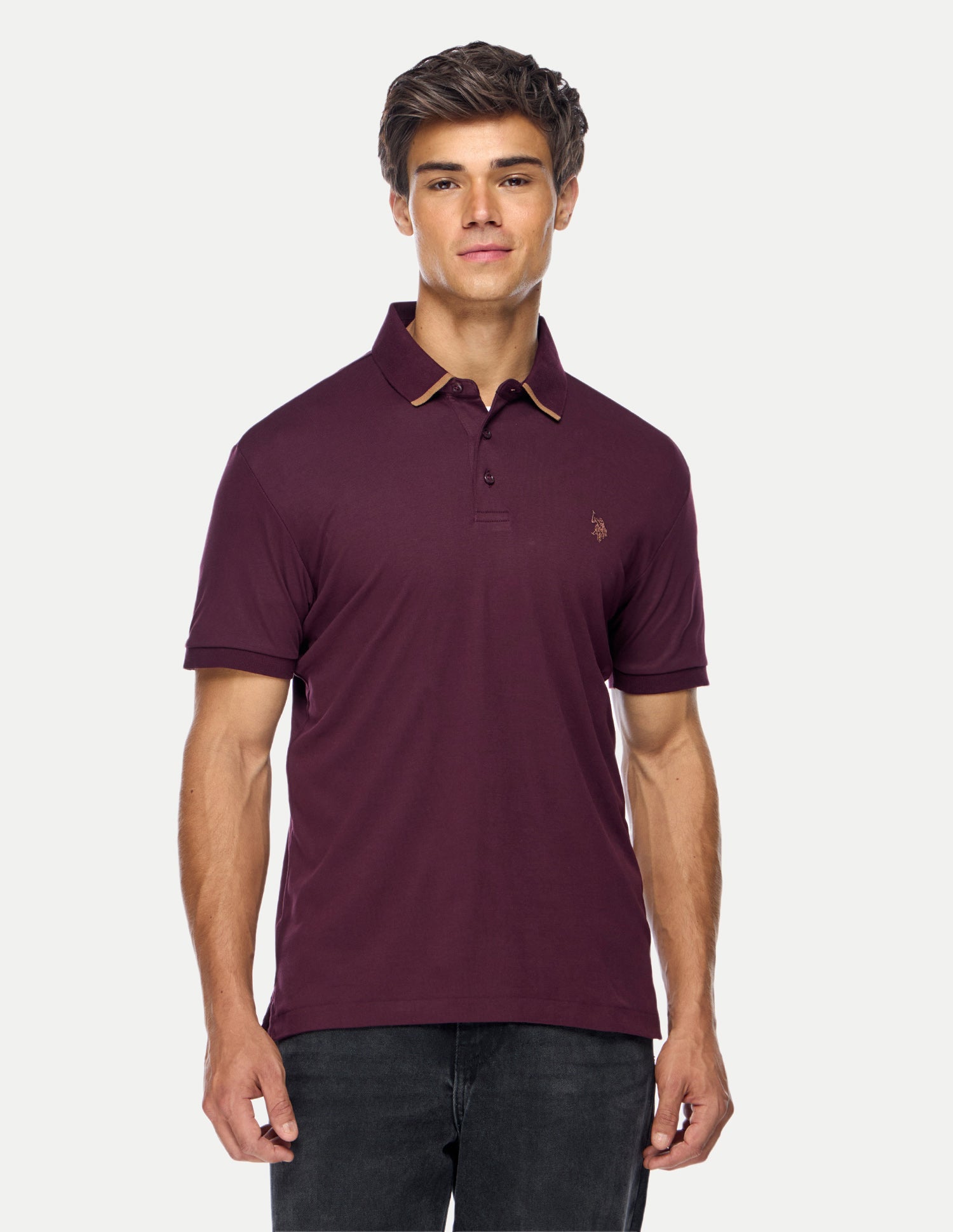 Solid Slim Fit Polo Shirt Maroon - U.S. Polo Assn. India | Large