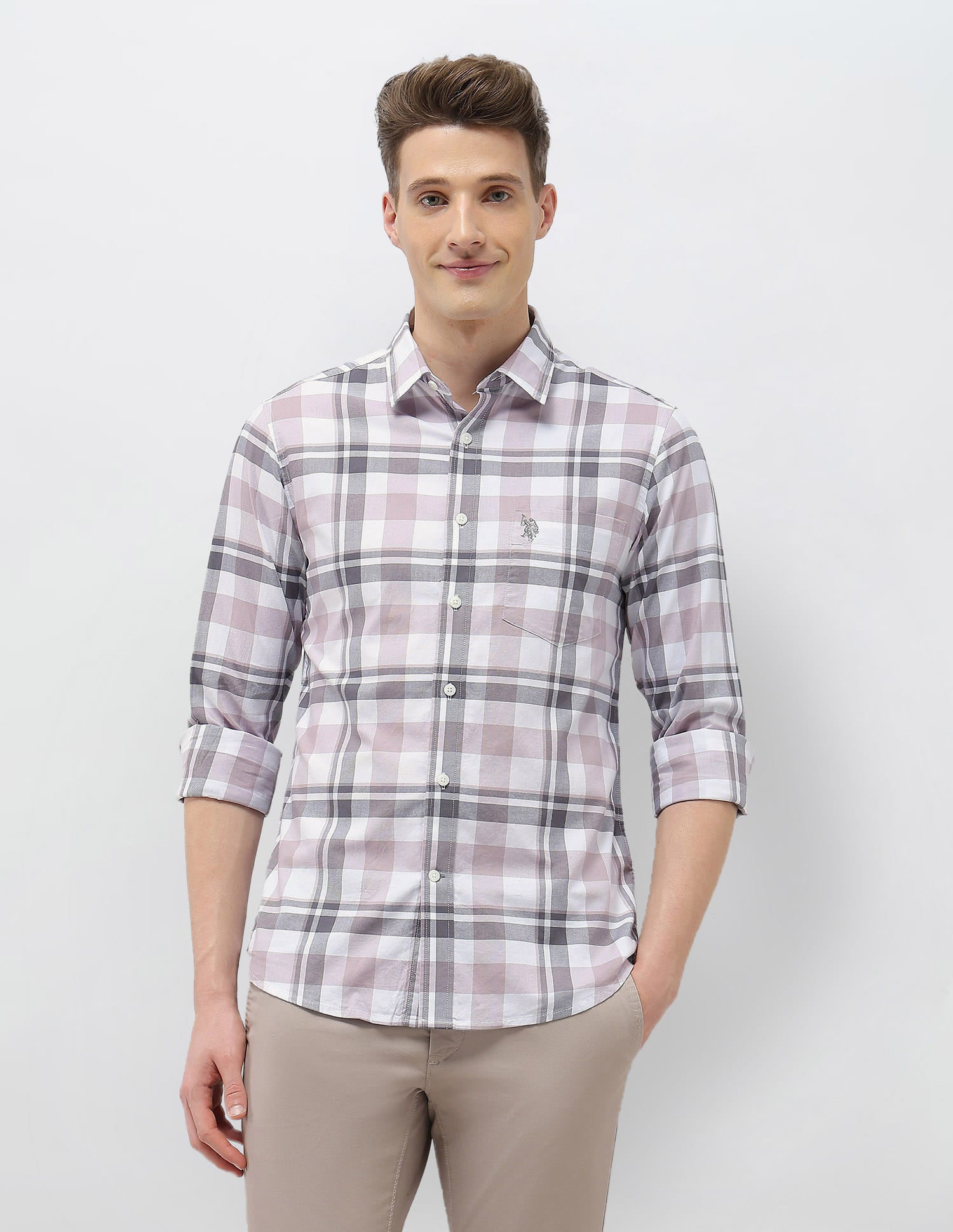 Casa De Campo Regular Fit Shirt Pink - U.S. Polo Assn. India | Large