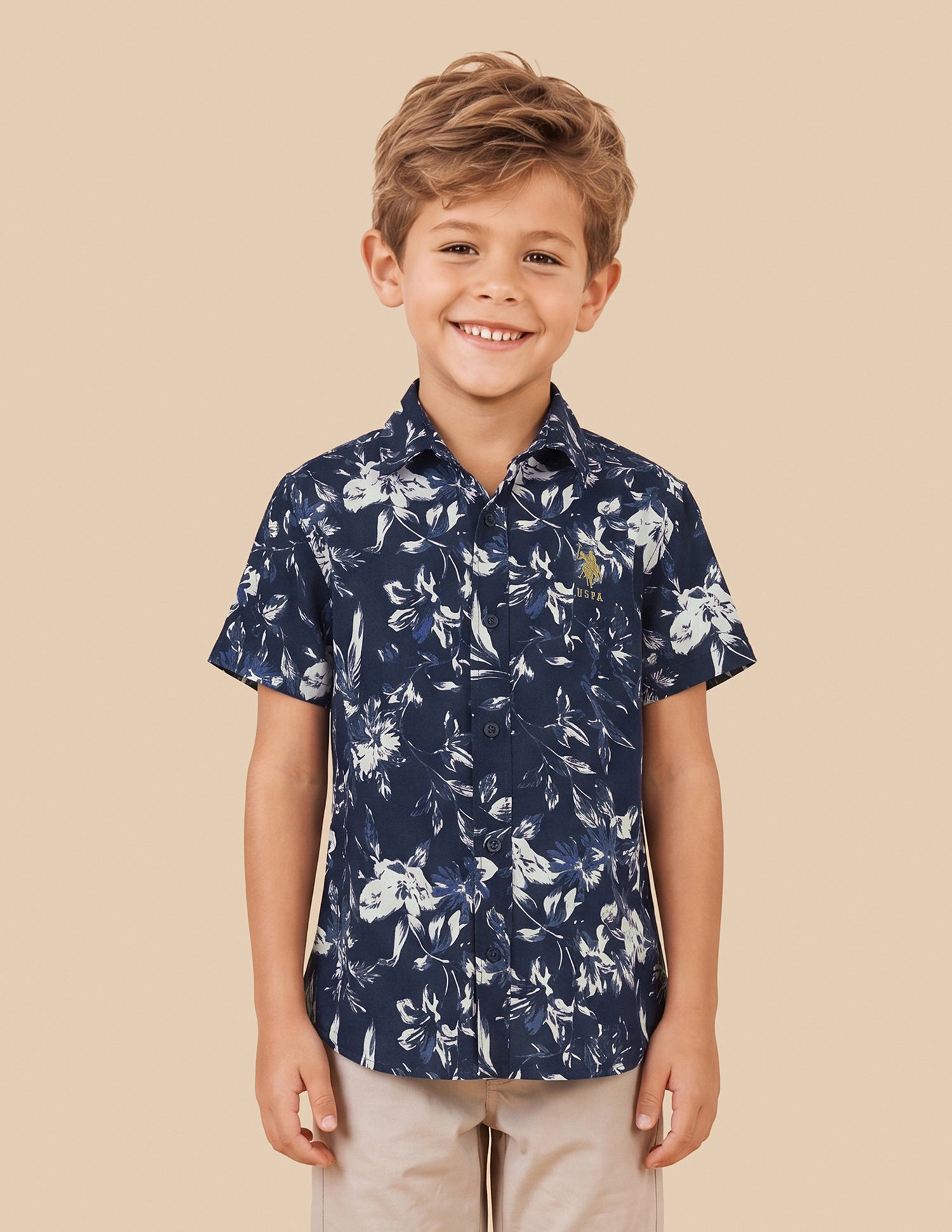Floral Printed Regular Fit Shirt Navy - U.S. Polo Assn. India | Large