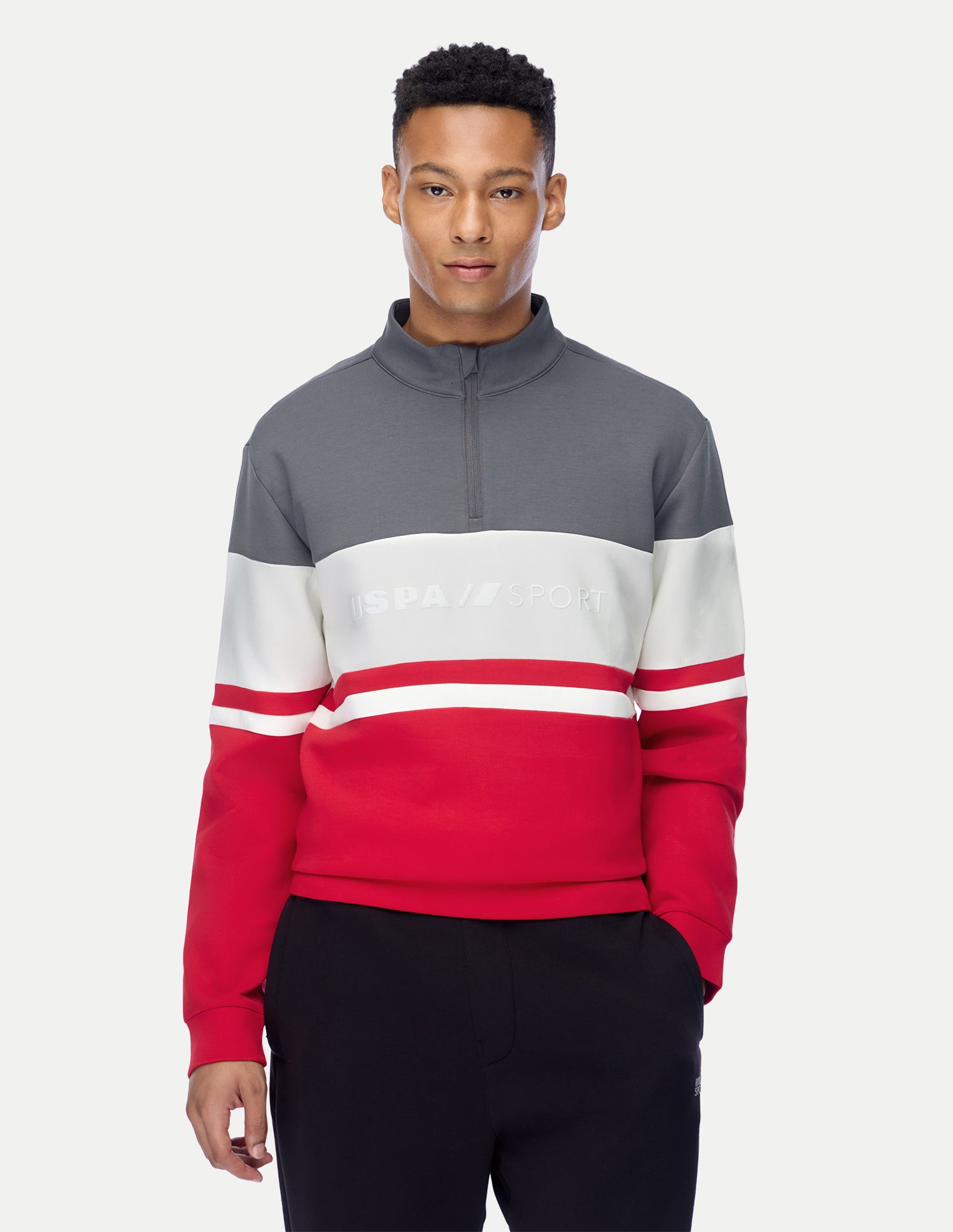 Brand Embossed Regular Fit Active Sweatshirt Grey - U.S. Polo Assn. India | Large