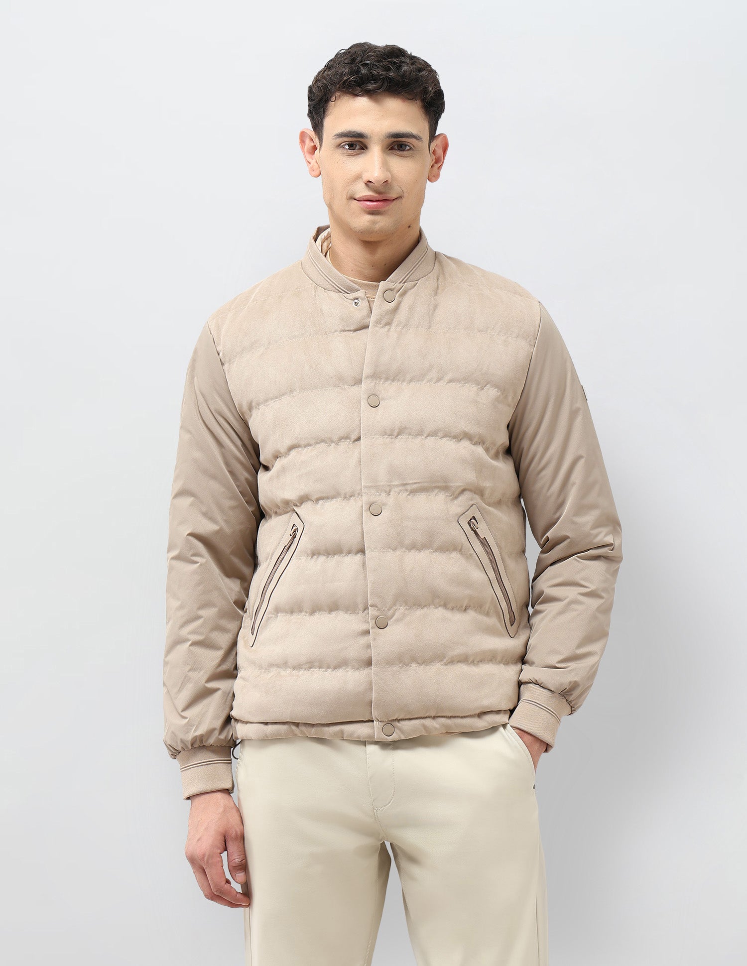 Solid Regular Fit Puffer Jacket Ecru - U.S. POLO ASSN. | Large