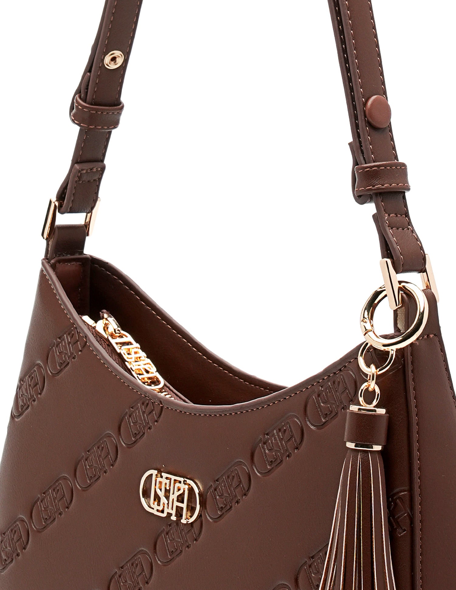 Meagan Monogram Shoulder Bag Brown - U.S. POLO ASSN. | Large