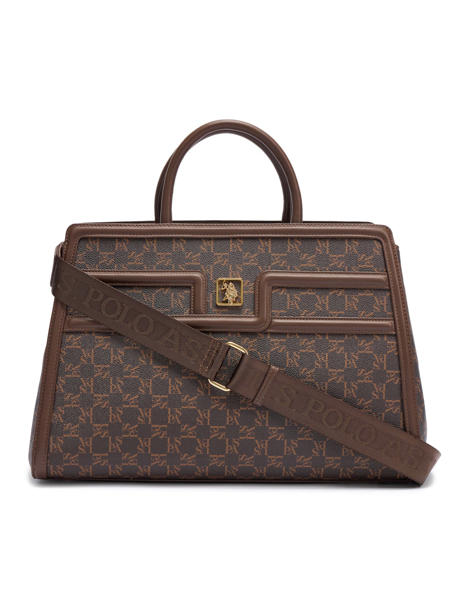 Carla Brand Printed Satchel Bag Dark Brown - U.S. Polo Assn. India | Large