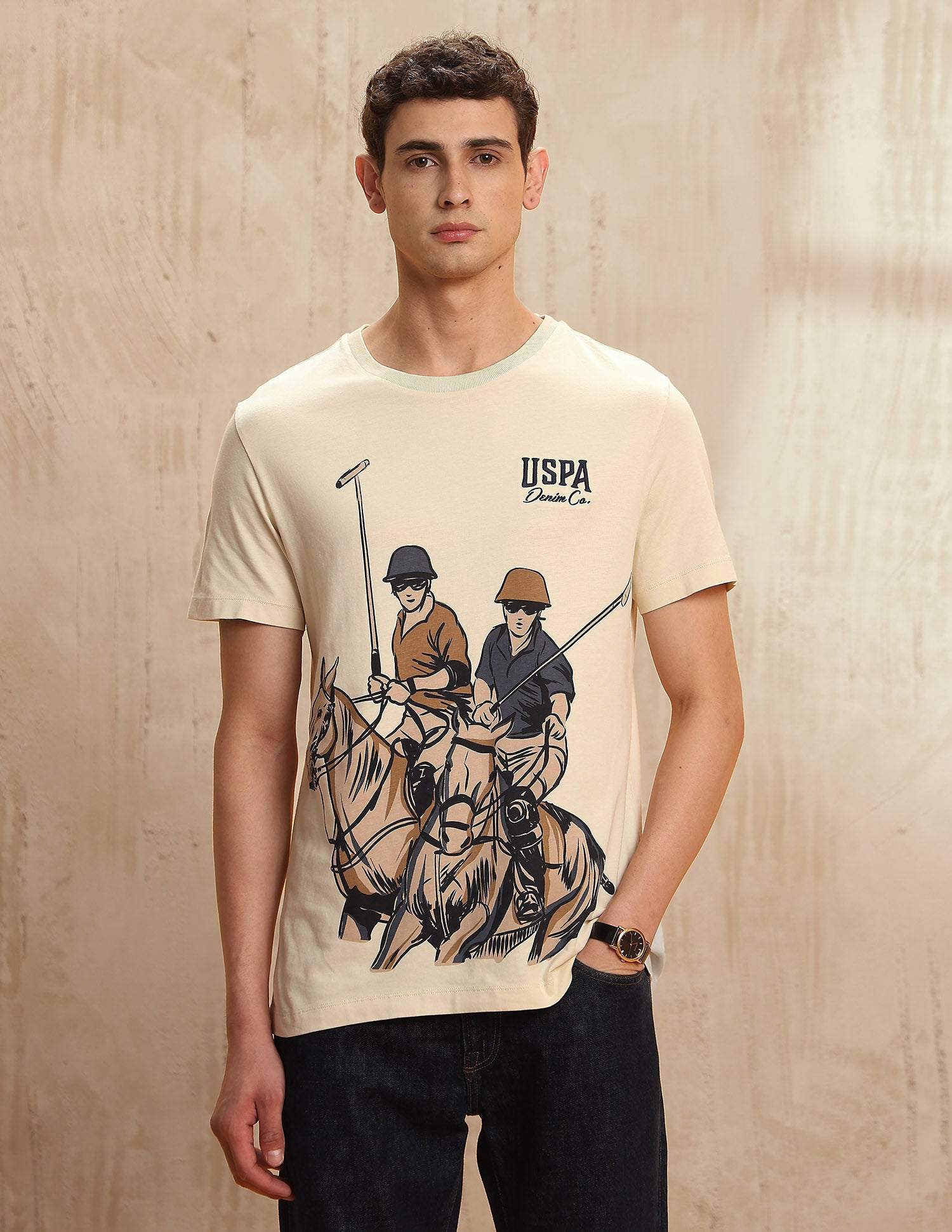 Graphic Printed Legend Of Horseshoe T-Shirt Ivory - U.S. POLO ASSN. | Large