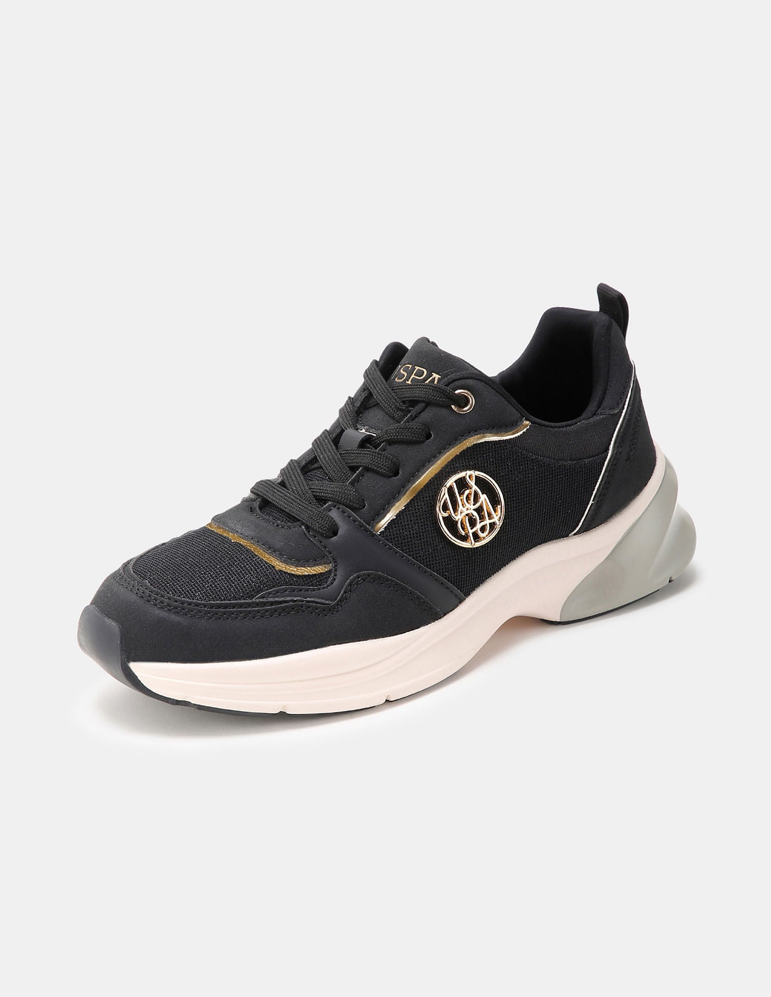 Women Lace Up Ginevra Sneakers Black - U.S. POLO ASSN. | Large