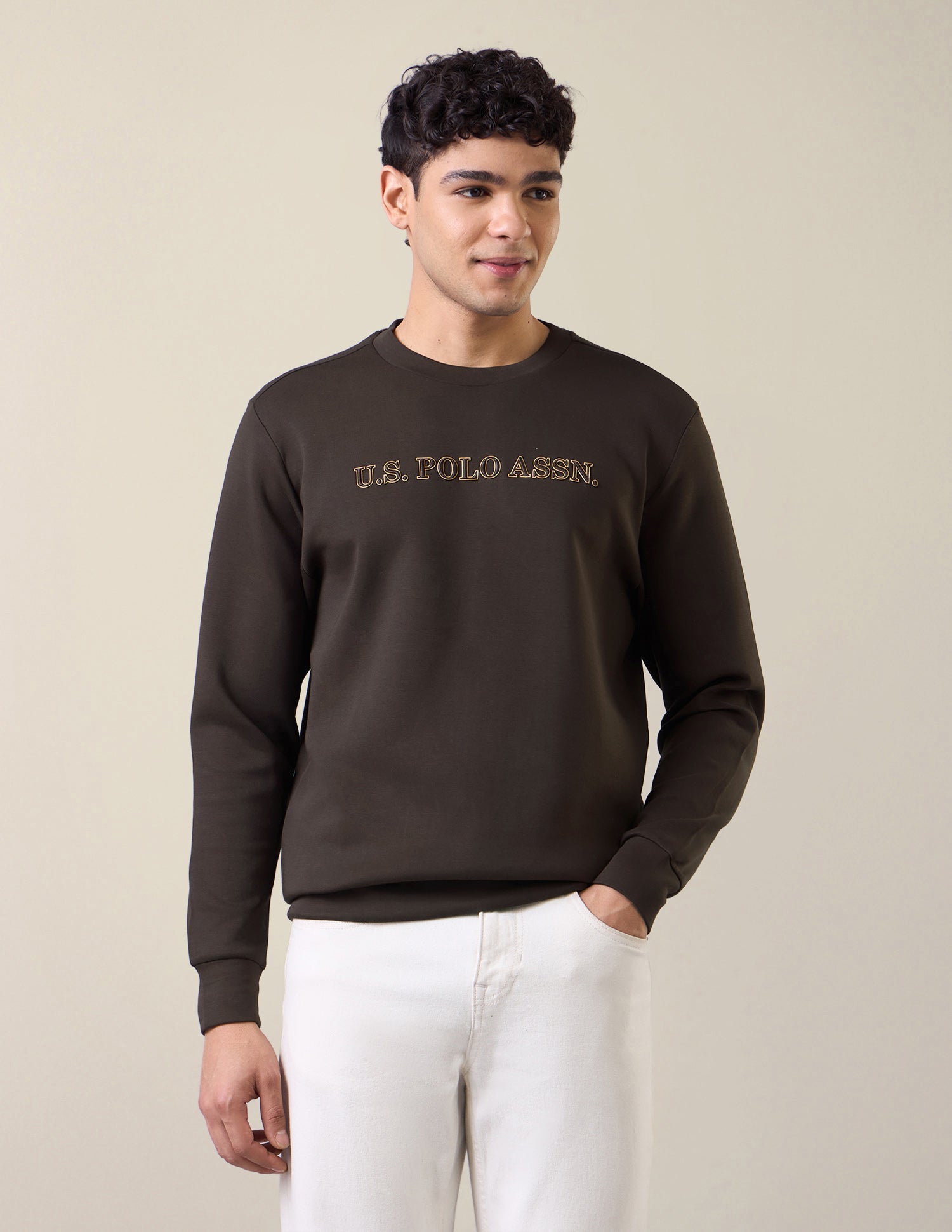 Brand Applique Slim Fit Sweatshirt Dark Brown - U.S. Polo Assn. India | Large
