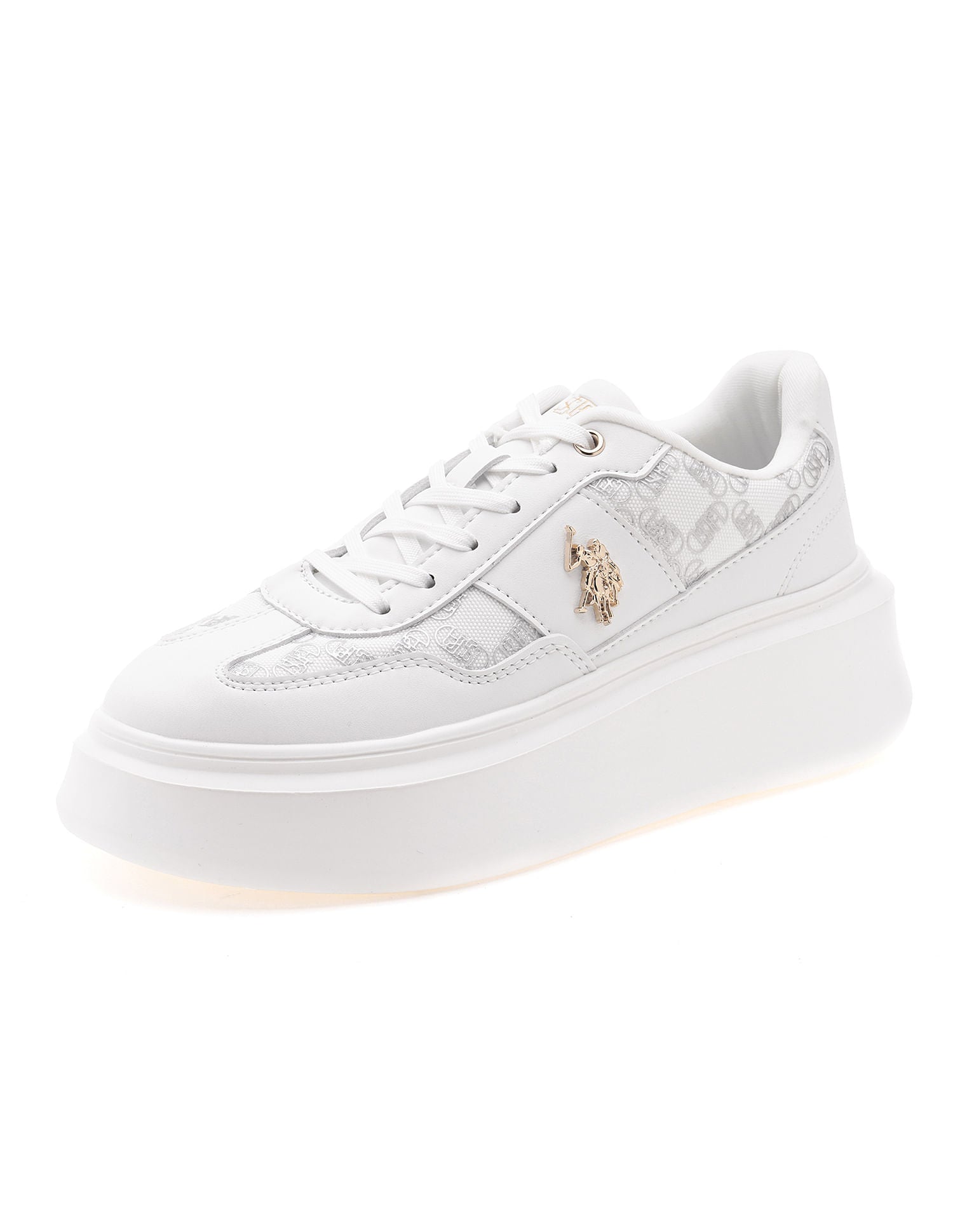 Women Brand Print Marlene Sneakers White - U.S. Polo Assn. India | Large