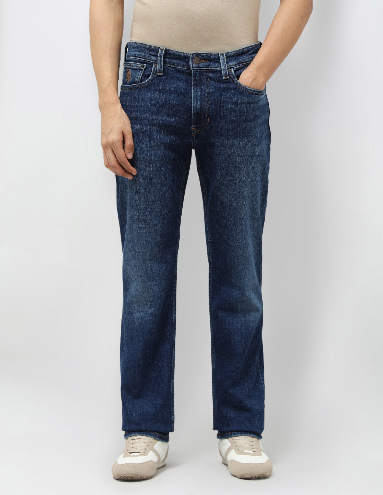 Harold Slim Straight Fit Blue Jeans Mid Blue - U.S. POLO ASSN. | Large