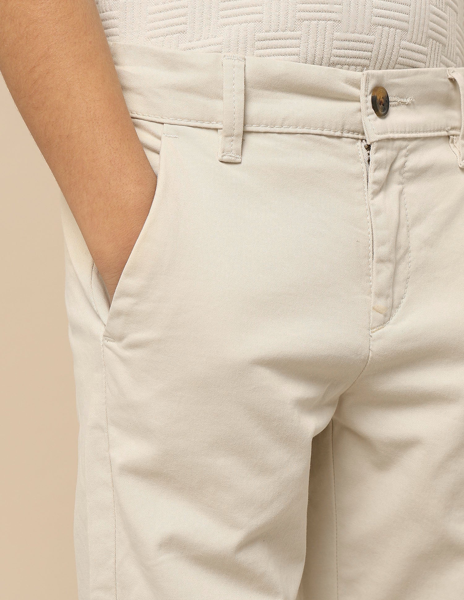 Boys Twill Regular Fit Trousers Off White - U.S. POLO ASSN. | Large