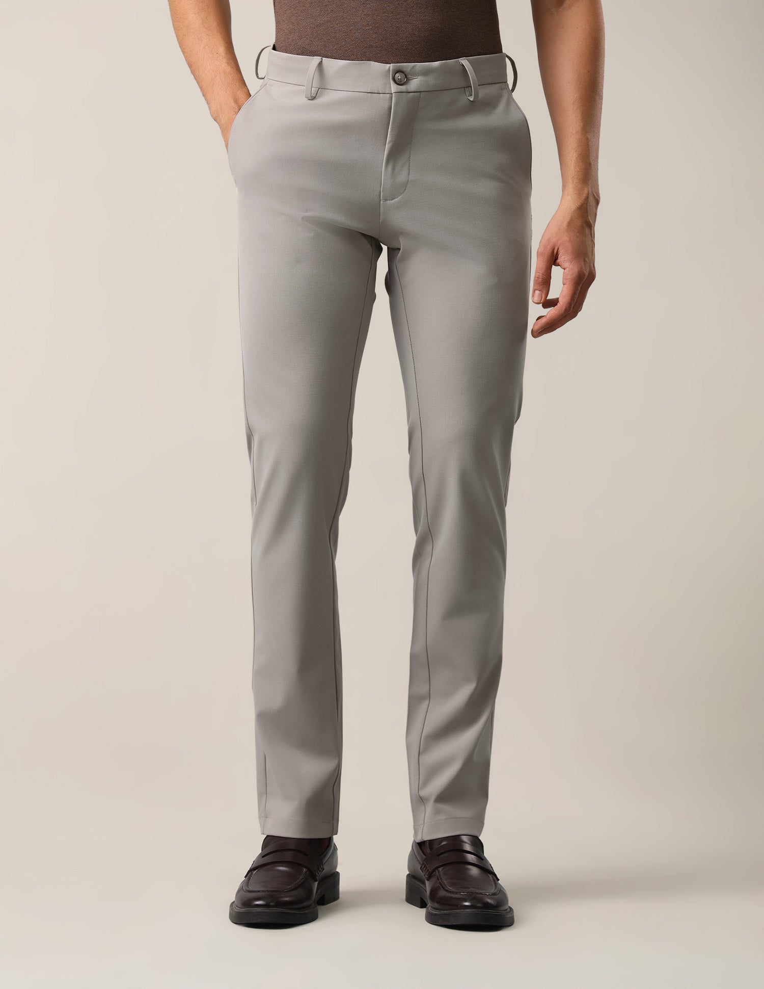 Denver Slim Fit Satin Trousers Ecru - U.S. Polo Assn. India | Large
