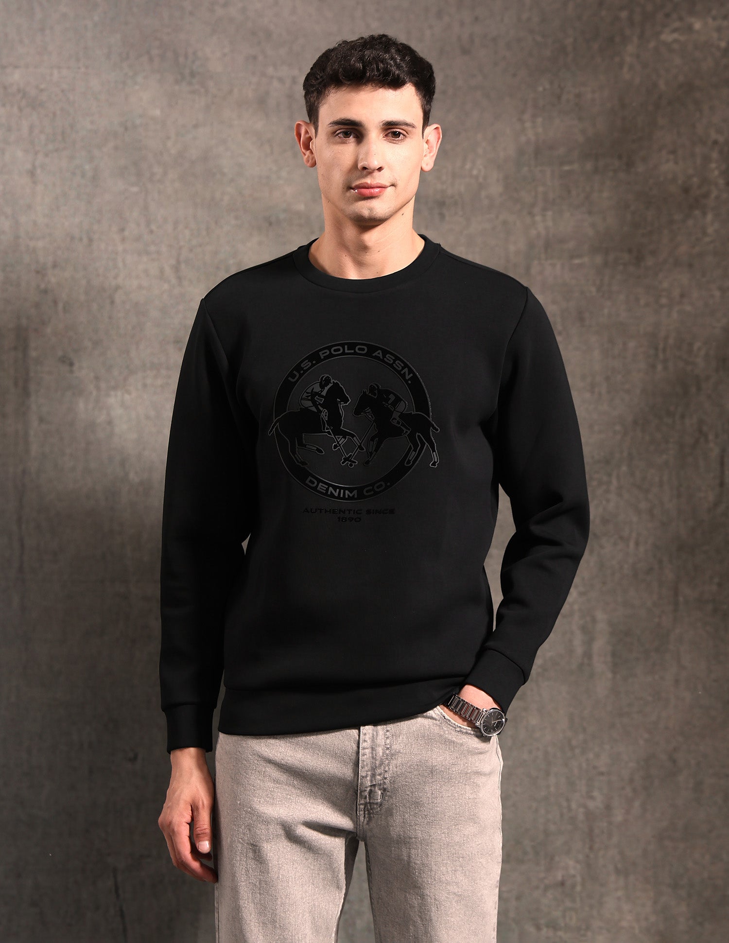 Black & Gold Regular Fit Sweatshirt Black - U.S. POLO ASSN. | Large