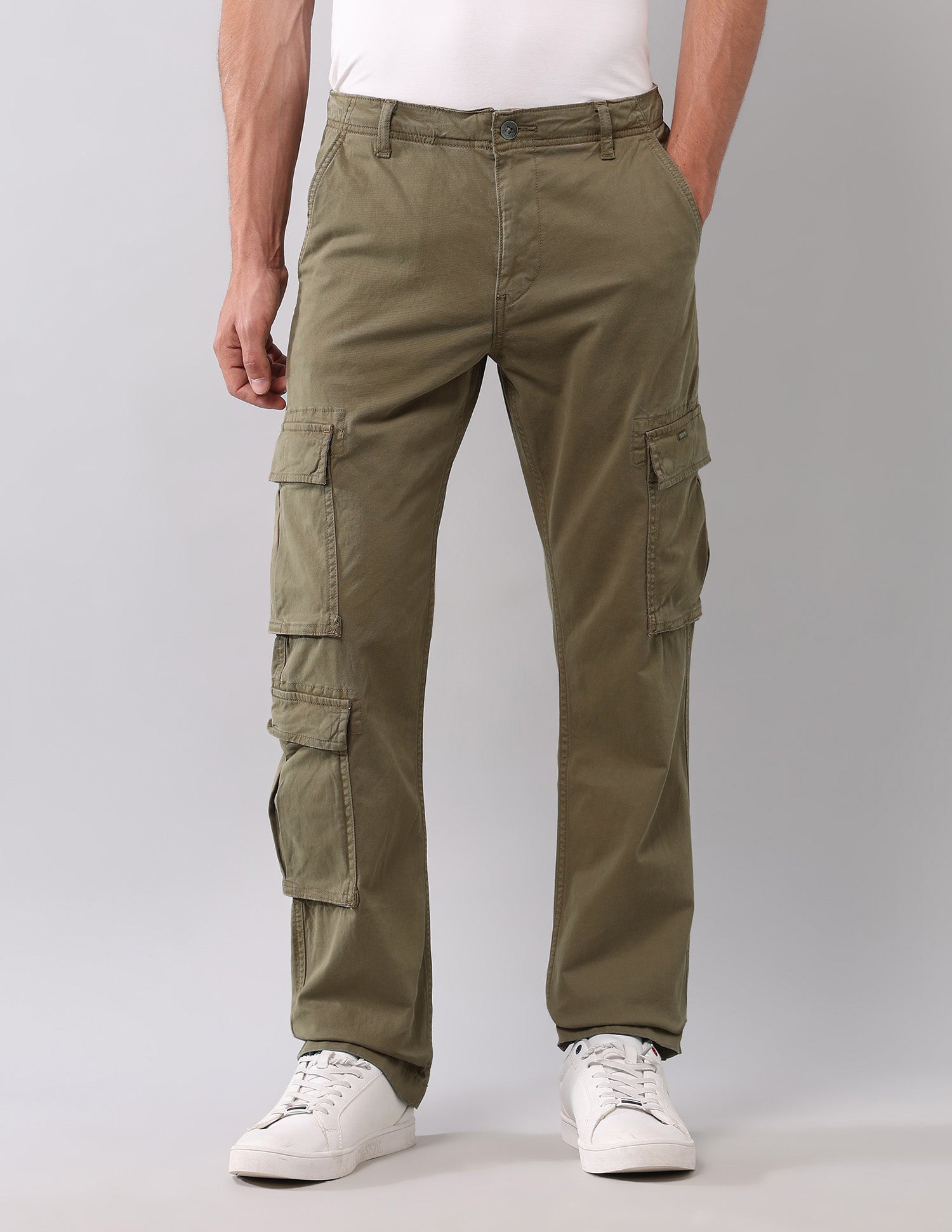 Mid Rise Twill Straight Fit Cargos Tan - U.S. Polo Assn. India | Large