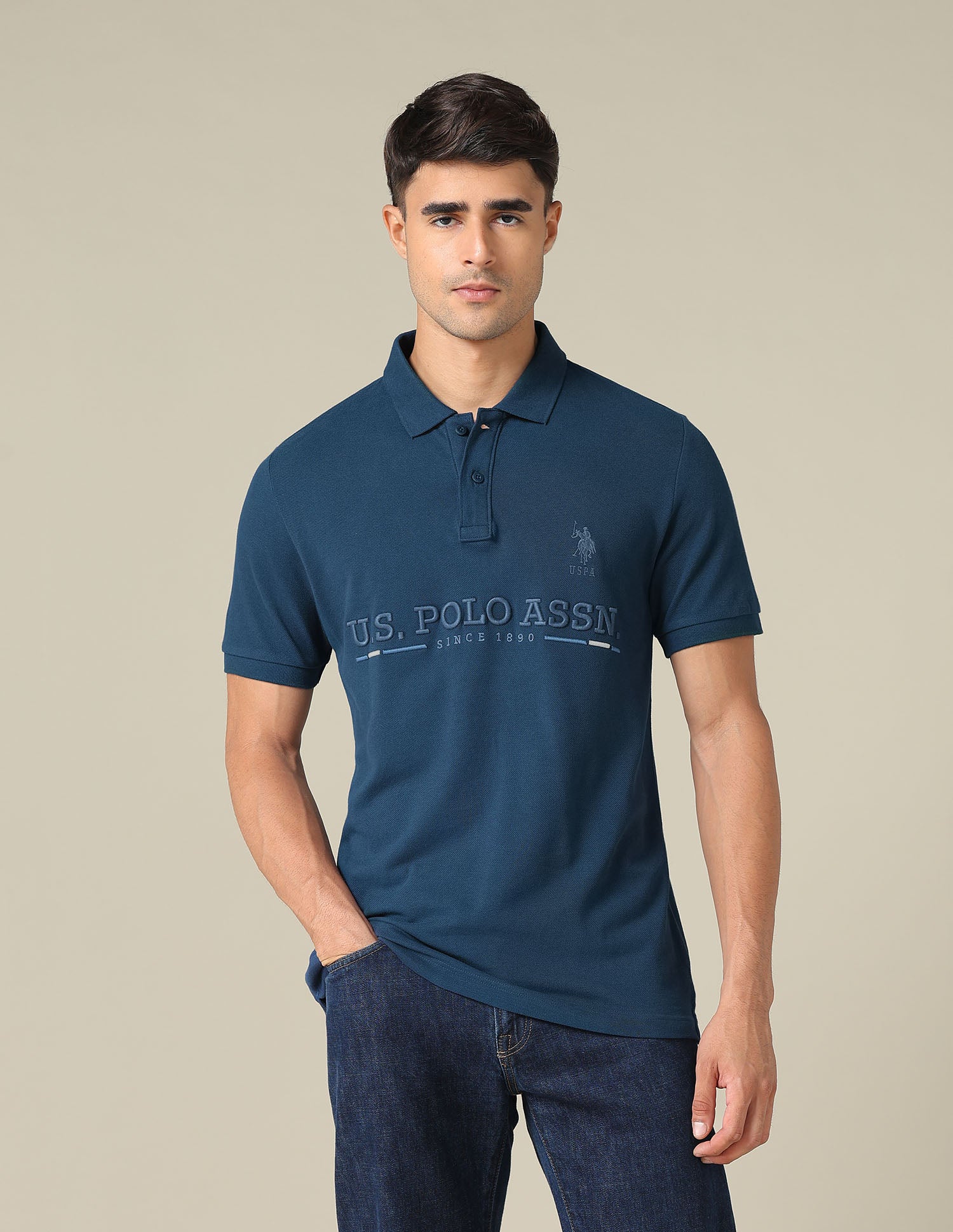 Brand Embroidered Regular Fit Polo Shirt Navy - U.S. POLO ASSN. | Large