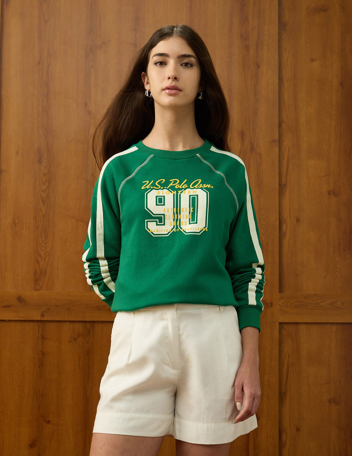 Brand Printed Regular Fit Sweatshirt Green - U.S. POLO ASSN. | Large